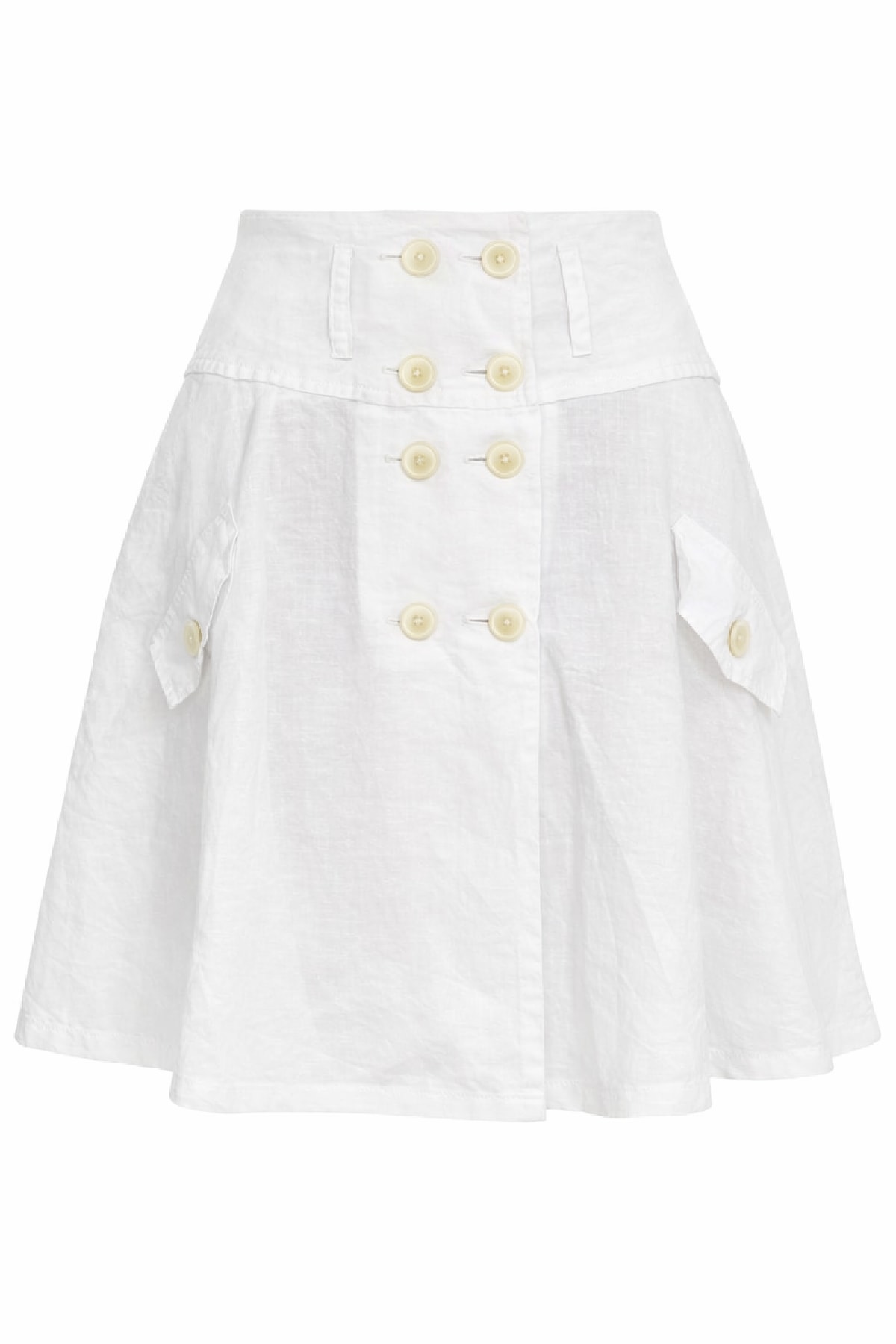 Conquista Women's White Button-front A-line Cotton Skirt