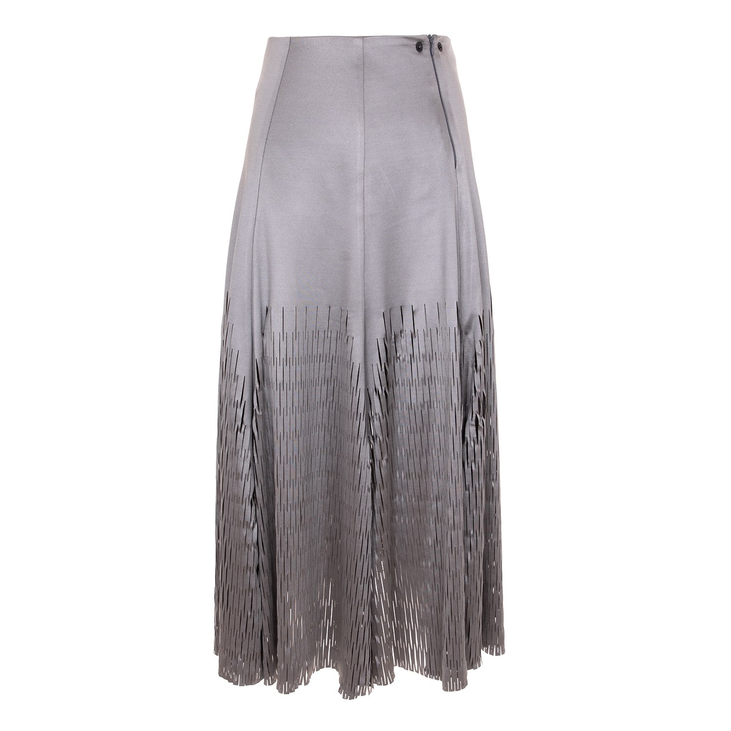 Women’s Grey / Silver Midi Silver Laser Cut Paneled Skirt Small Silvia Serban