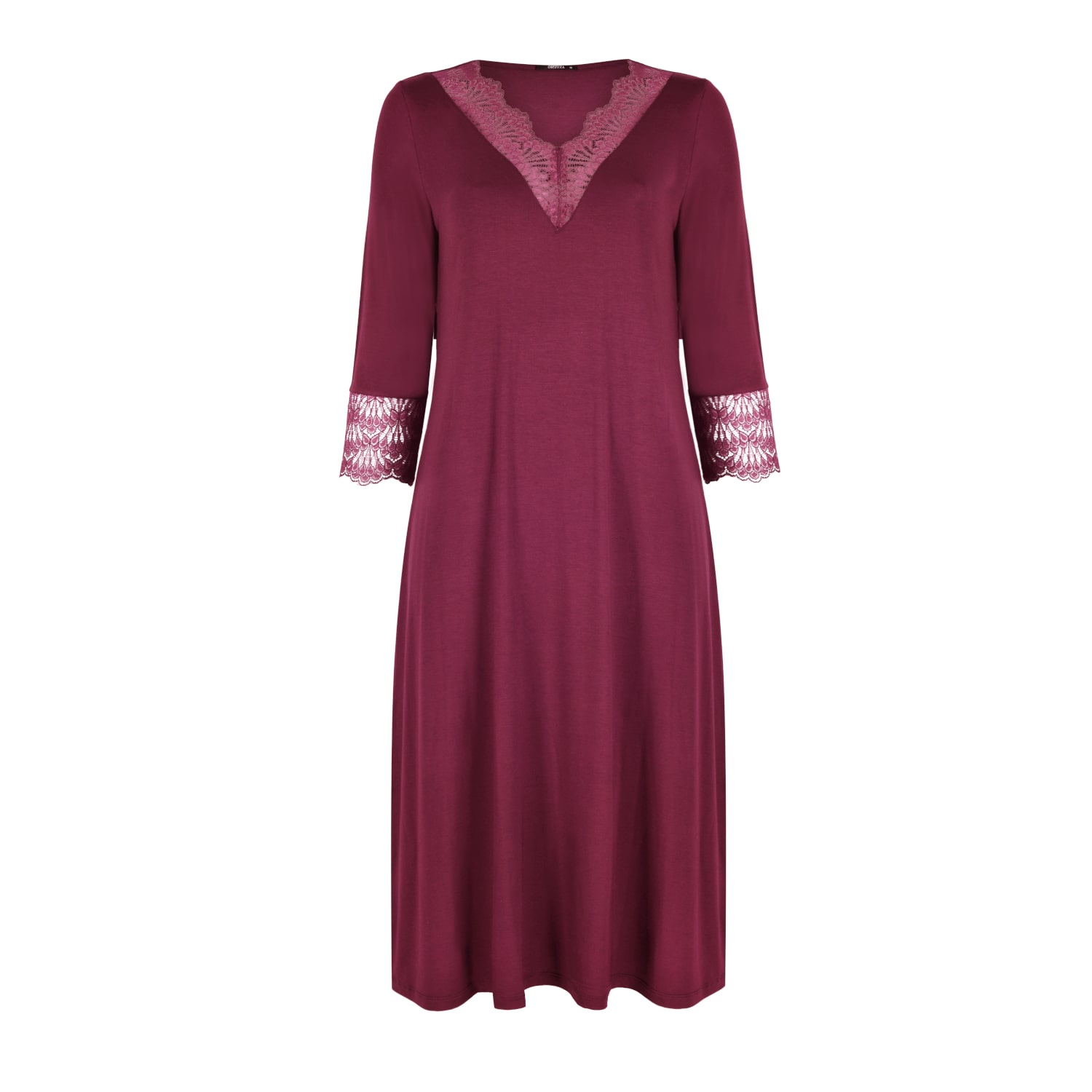 Oh!zuza Night&day Women's Poem Midi Lace Nightdress – Wine Red In Red