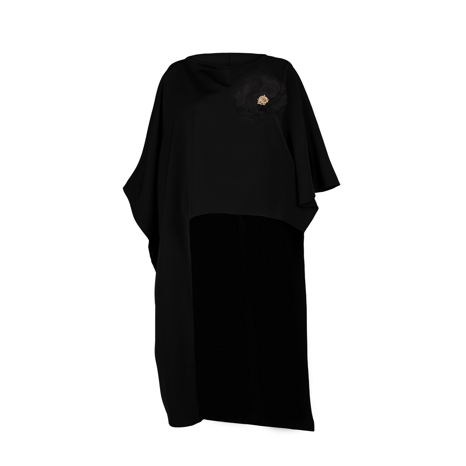 Laines London Women's Laines Couture Asymmetric Blouse Cape With Black Corsage In Black