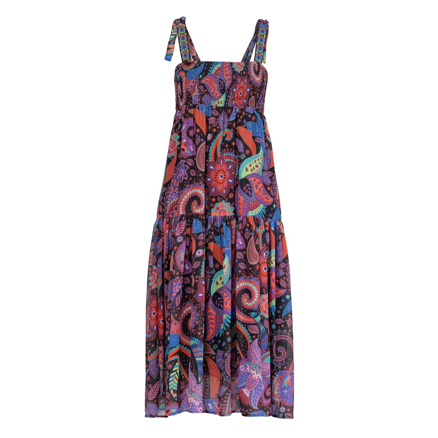 Niza Women's Long Dress With Flared Panels