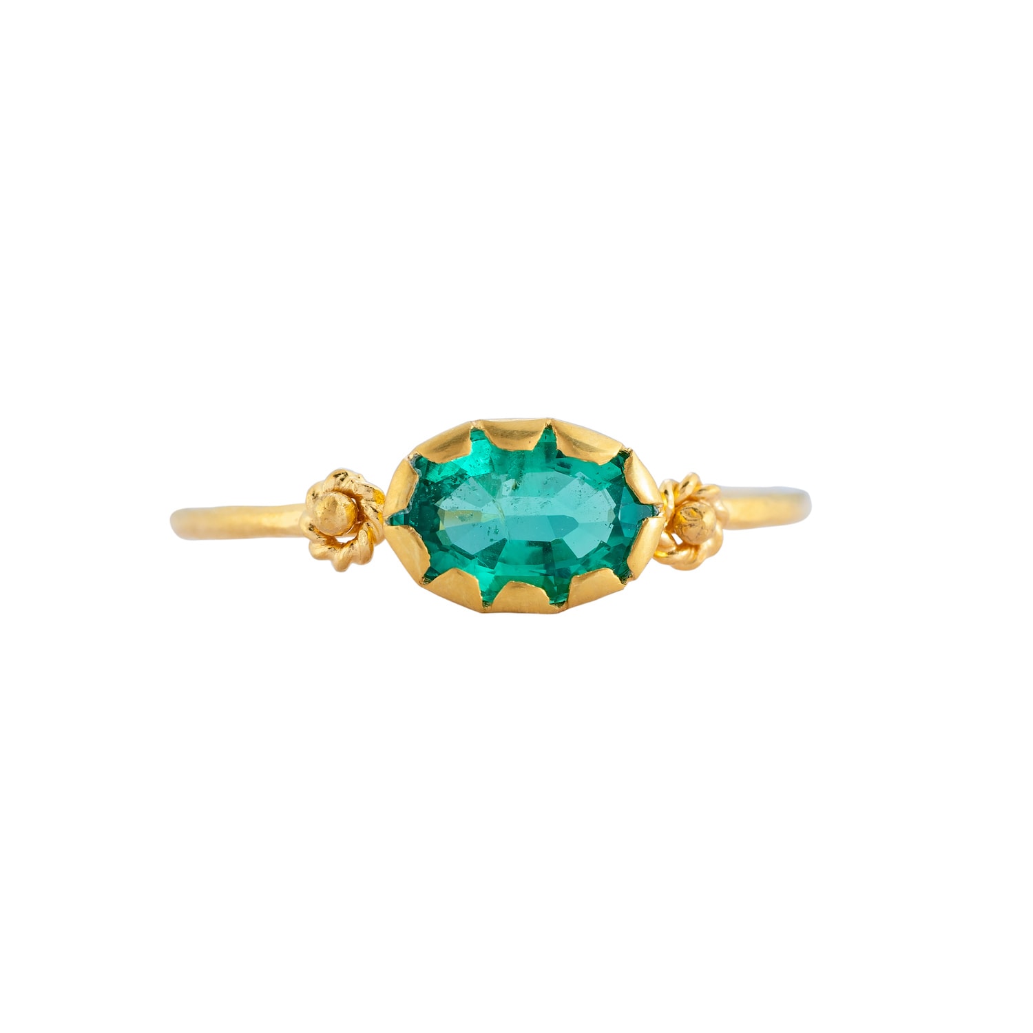 Women’s Green / Gold Grecian Gold Emerald Stacking Ring Emma Chapman Jewels