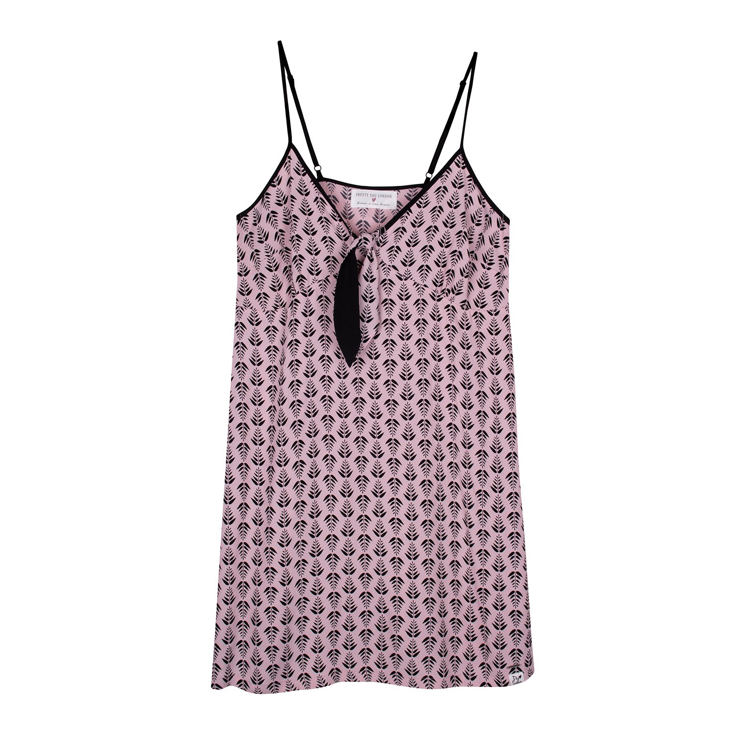 Pretty You Women's Pink / Purple Ecovero Geo Leaf Patterned Chemise Nightdress In Pink In Pink/purple