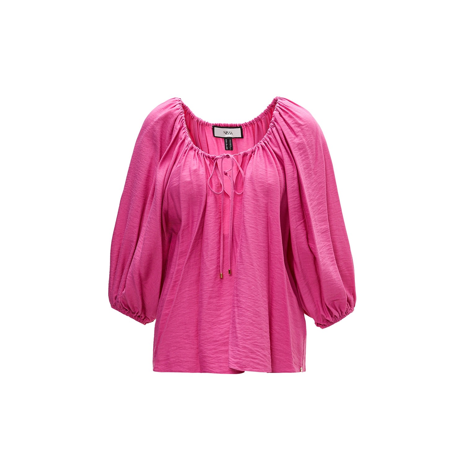 Women’s Pink / Purple Puff-Sleeve Viscose Top Pink Medium Nissa