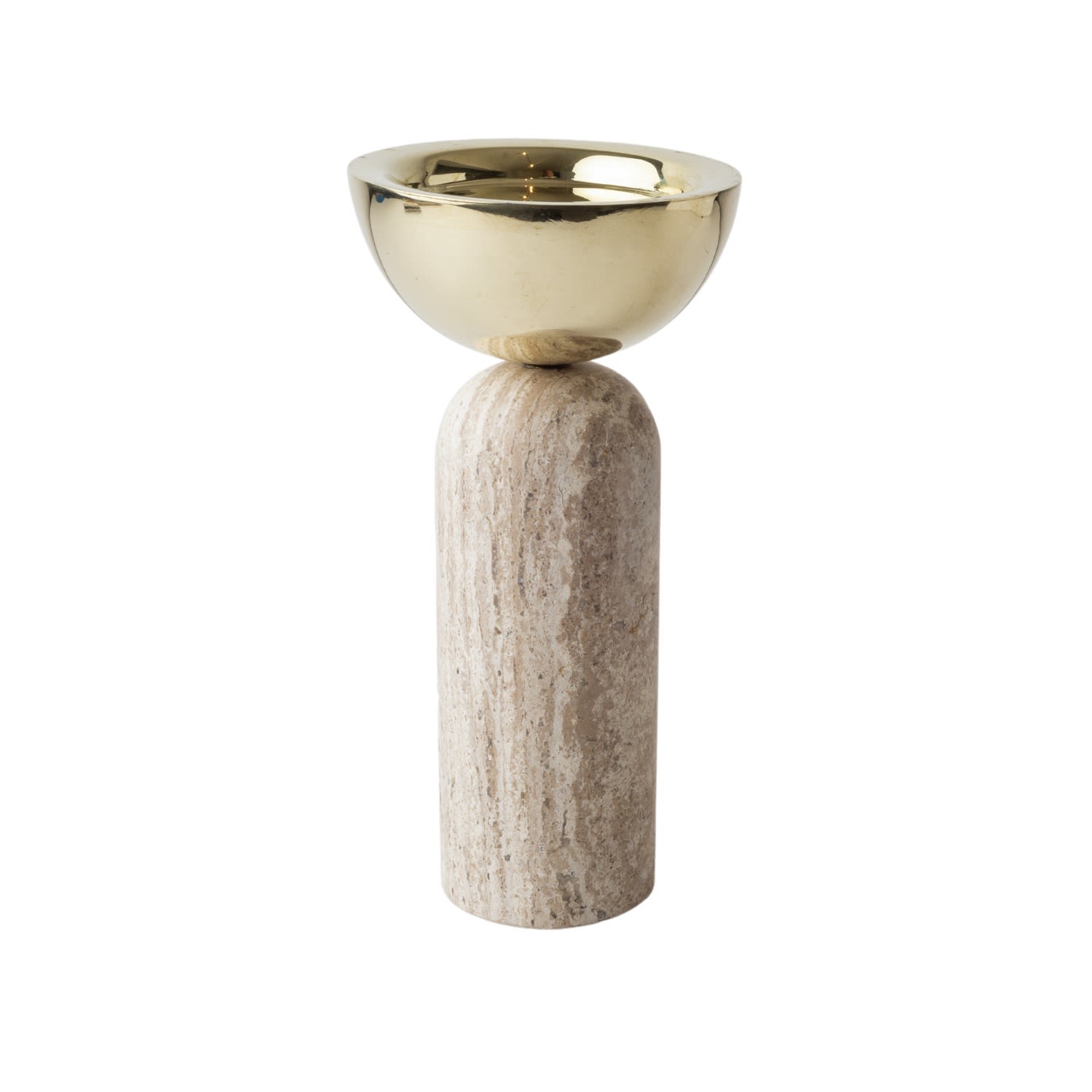 Neutrals Votive Marble & Brass Candle Holder Medium - Travertine . Bruci Editora De Diseño