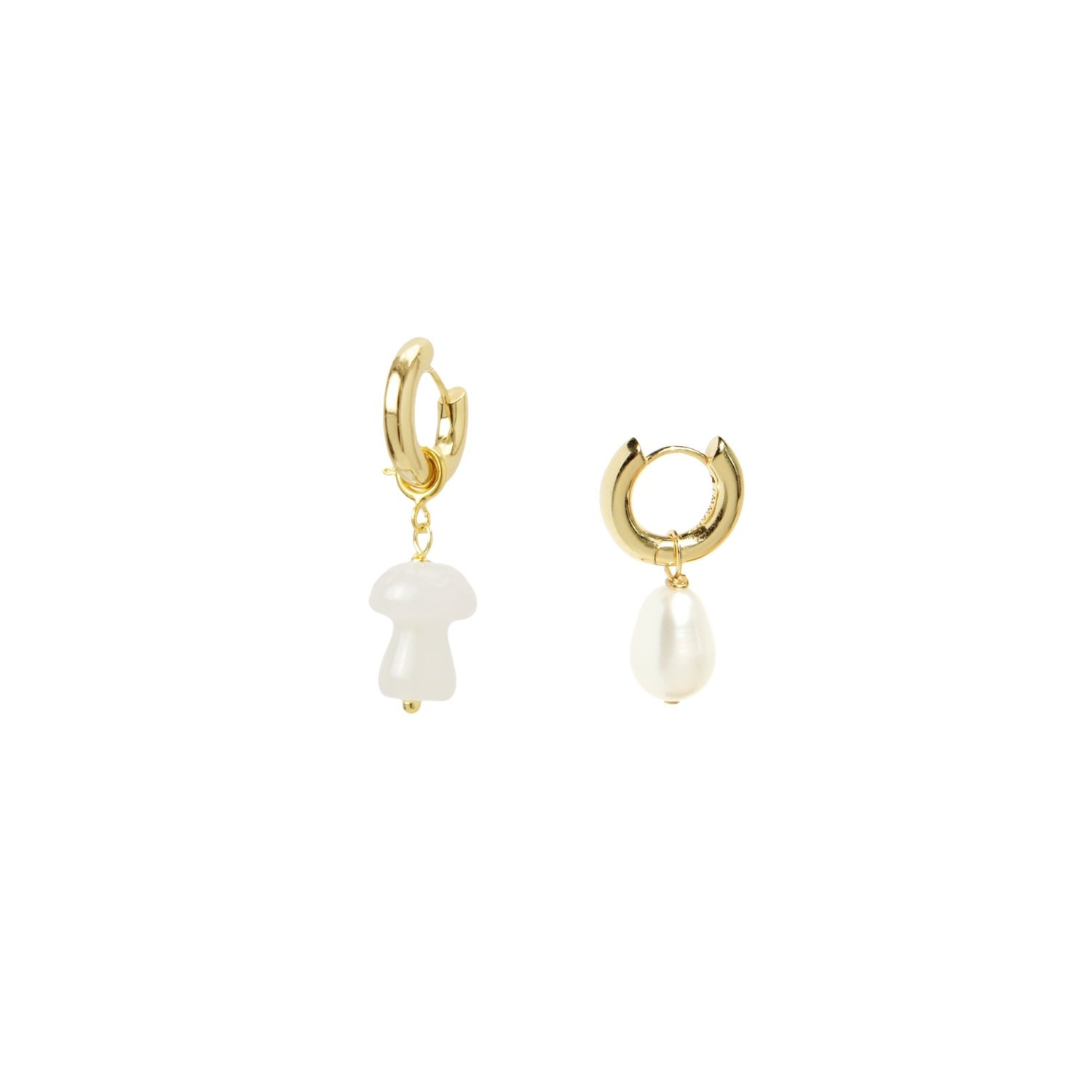 I'mmany London Women's Mushroom Drop Hoop Earring, 18k Gold Vermeil In Yellow