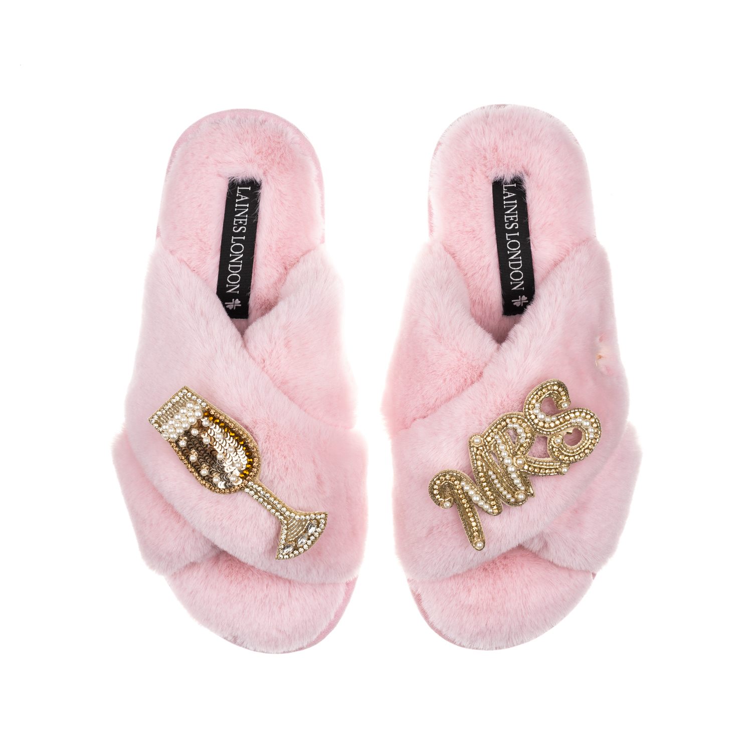 Laines London Women's Pink / Purple Classic Laines Slippers With Wedding Champers & Mrs Brooches - Pink In Pink/purple