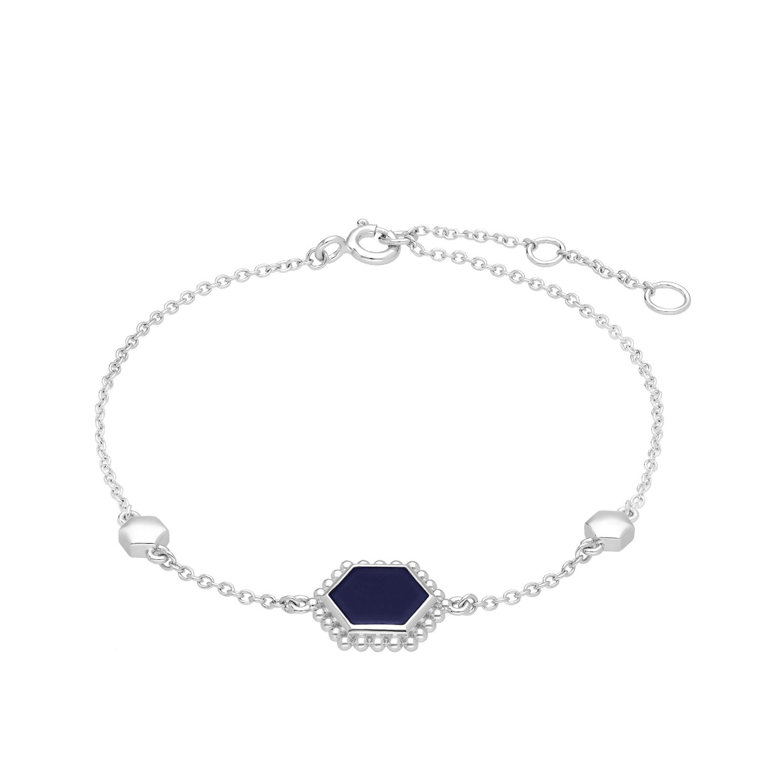 Women’s Blue Lapis Lazuli Flat Slice Hex Bracelet In Sterling Silver Gemondo