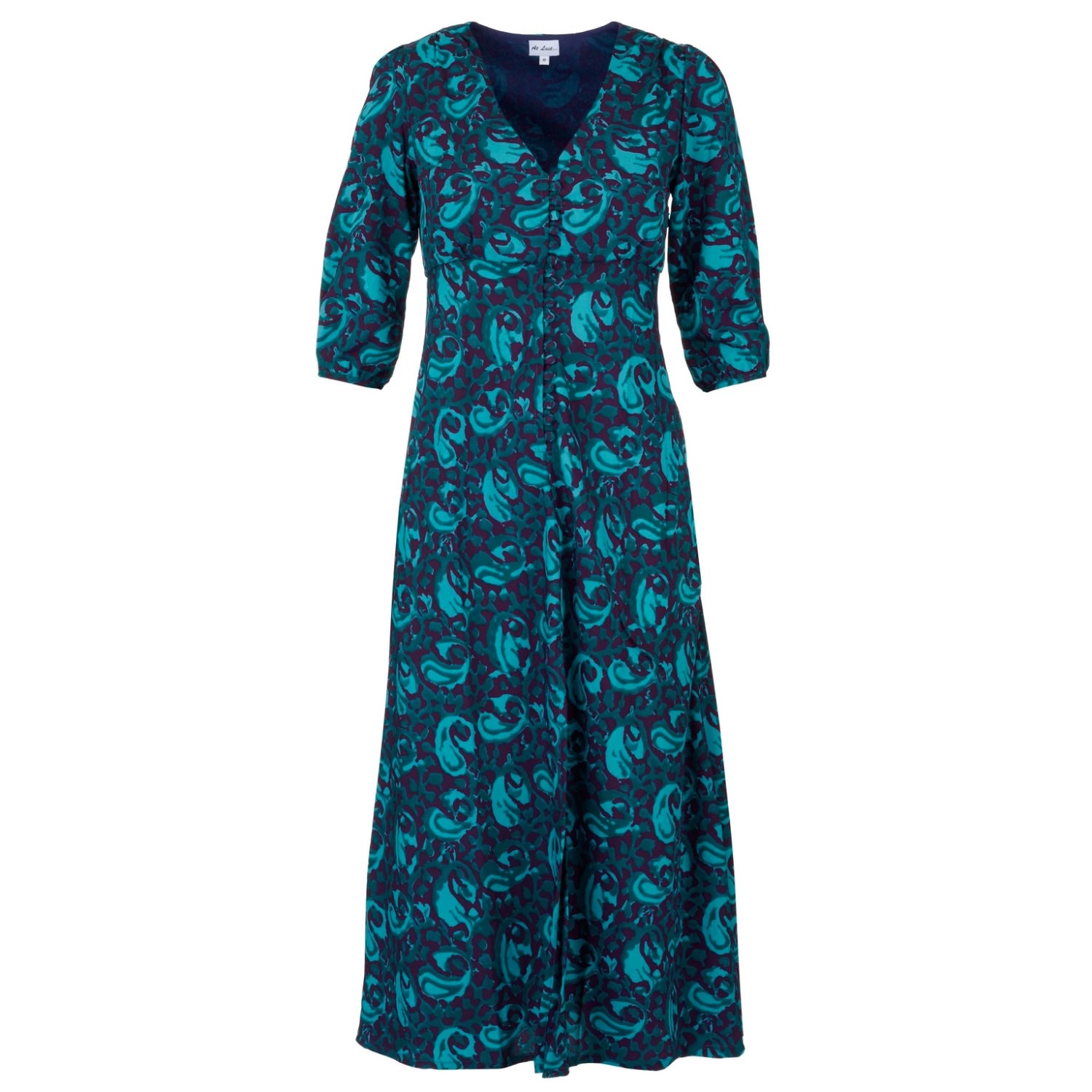 Women’s Blue Belgravia Midi Dress In Teal & Purple Swirl Large At Last...