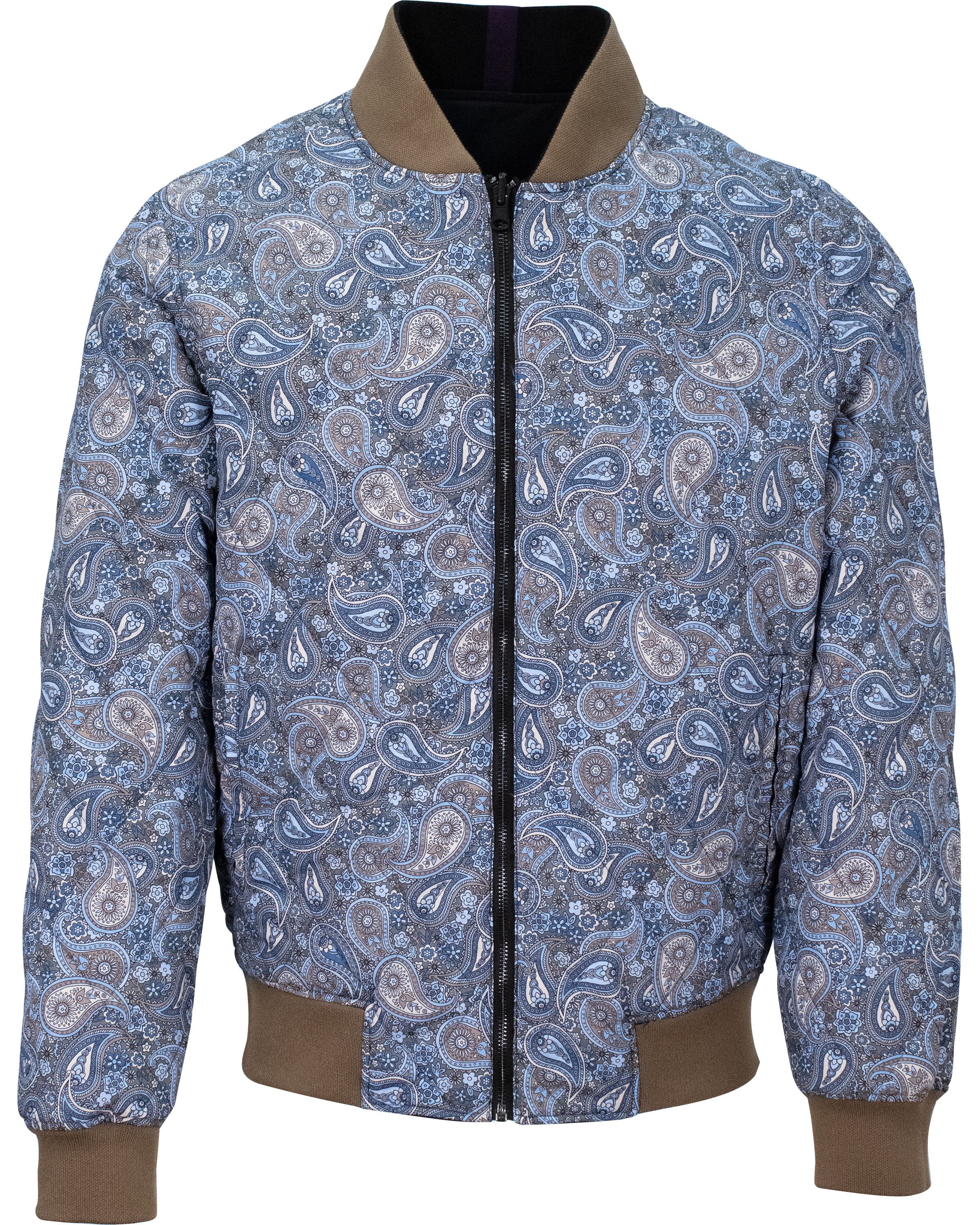 Lords Of Harlech Men's Neutrals / Black Ron Trippy Paisley Reversible Jacket - Black In Black