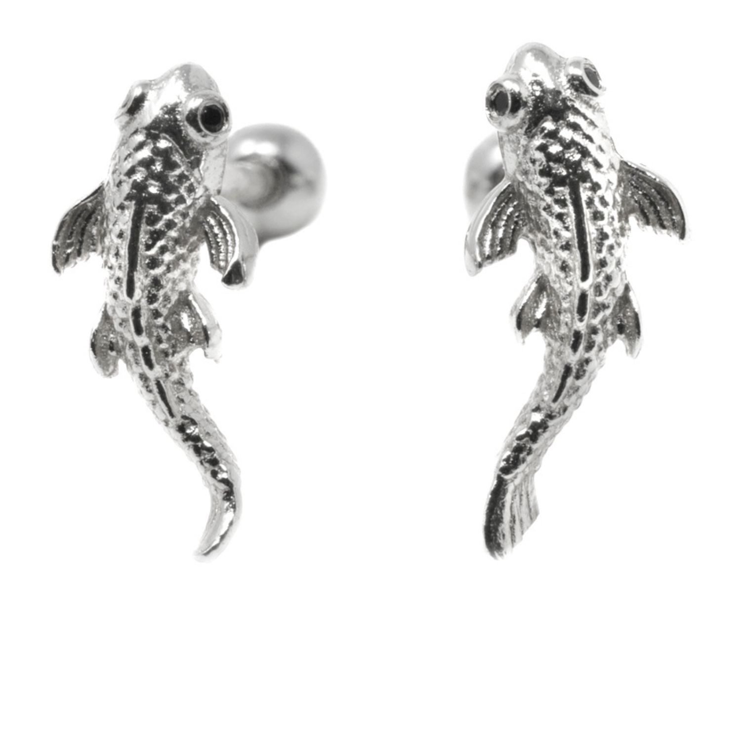 Nasi Silver Women's Fish Neshama Studs- Silver In Metallic