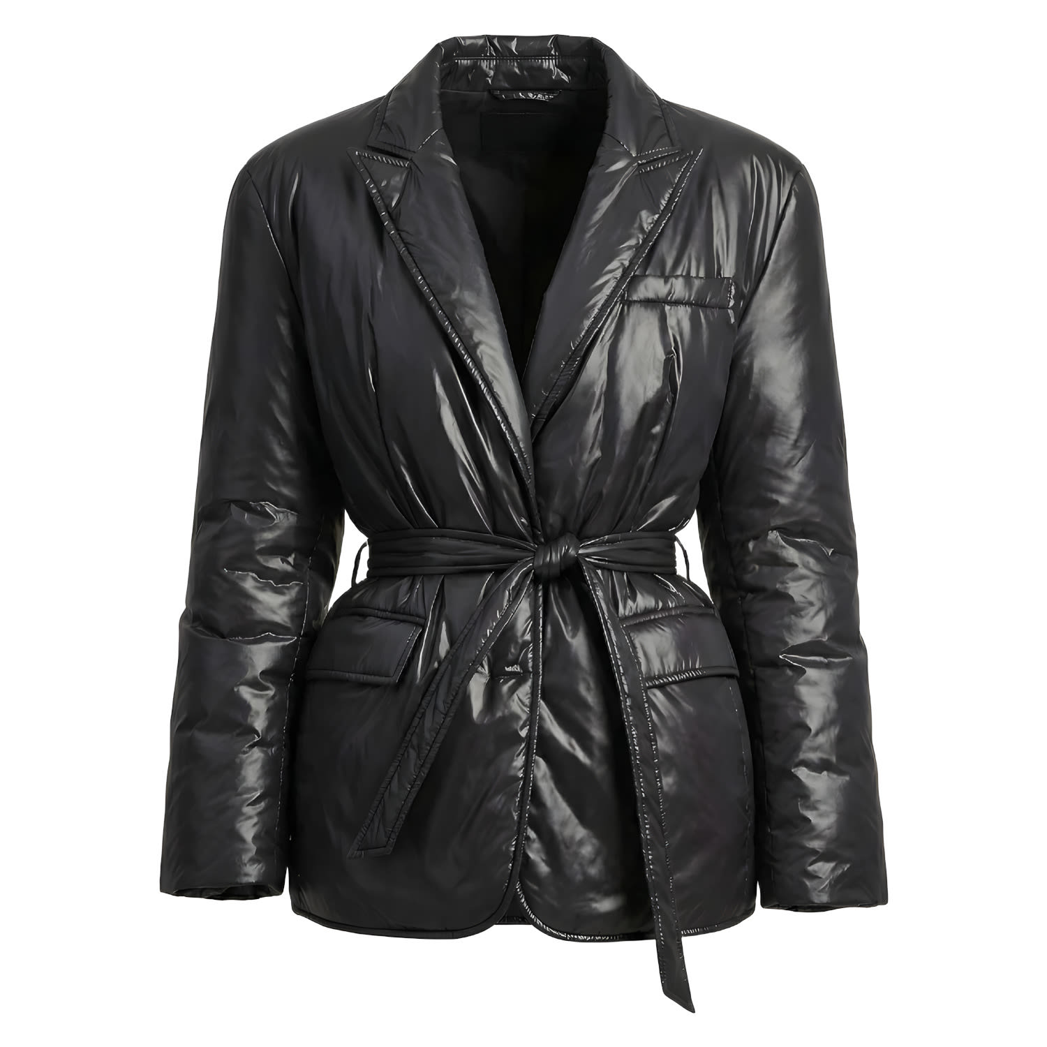 Women's Caviar Black Belted Quilted Blazer - Special Capsule "Self.readytowear" | M/L | Concept a Trois