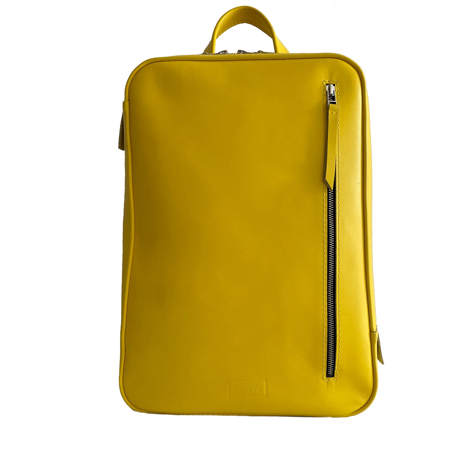 yellow leather backpack