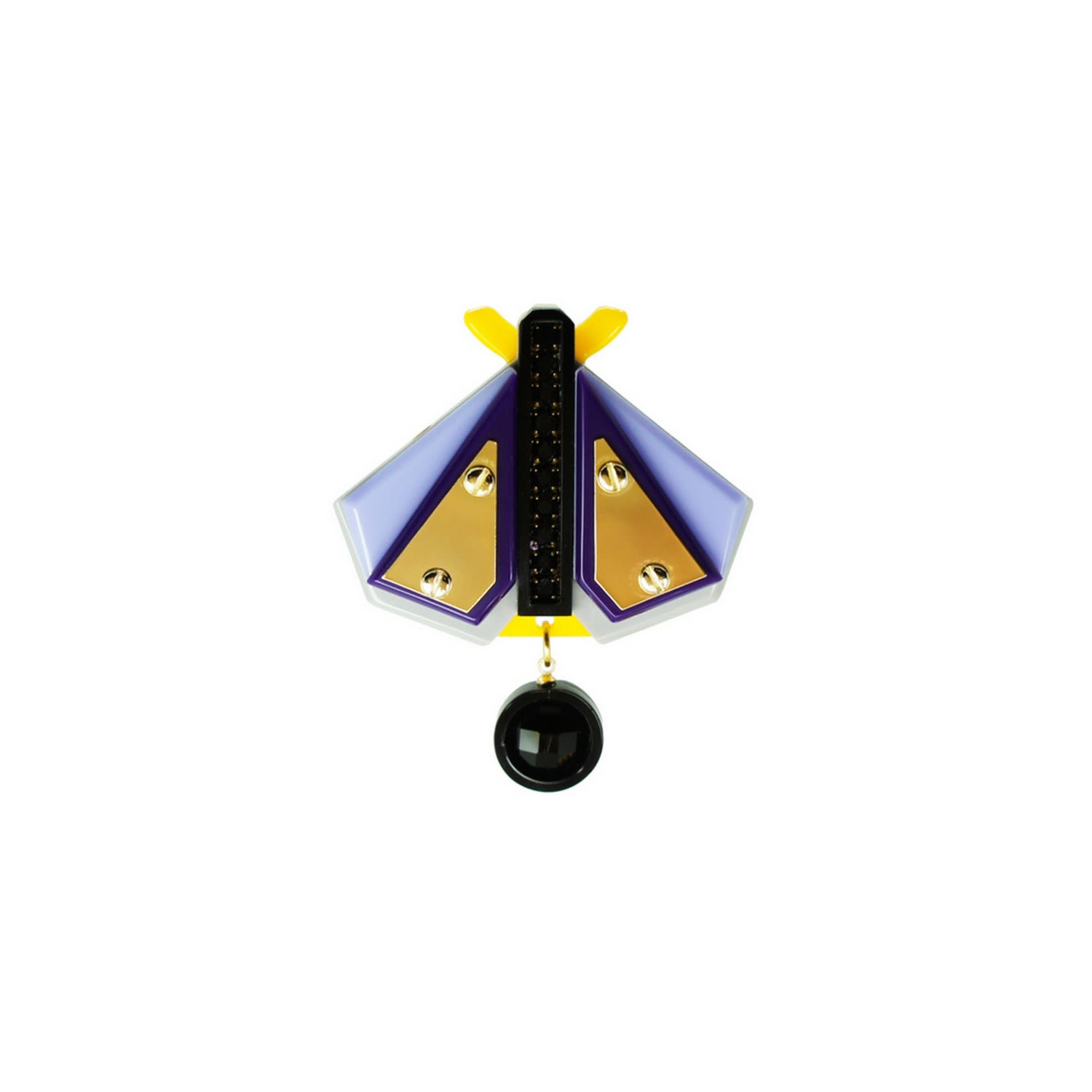 Gissa Bicalho Women's Acrylic Handmade Brooch Papaloti - Yellow & Orange In Gold