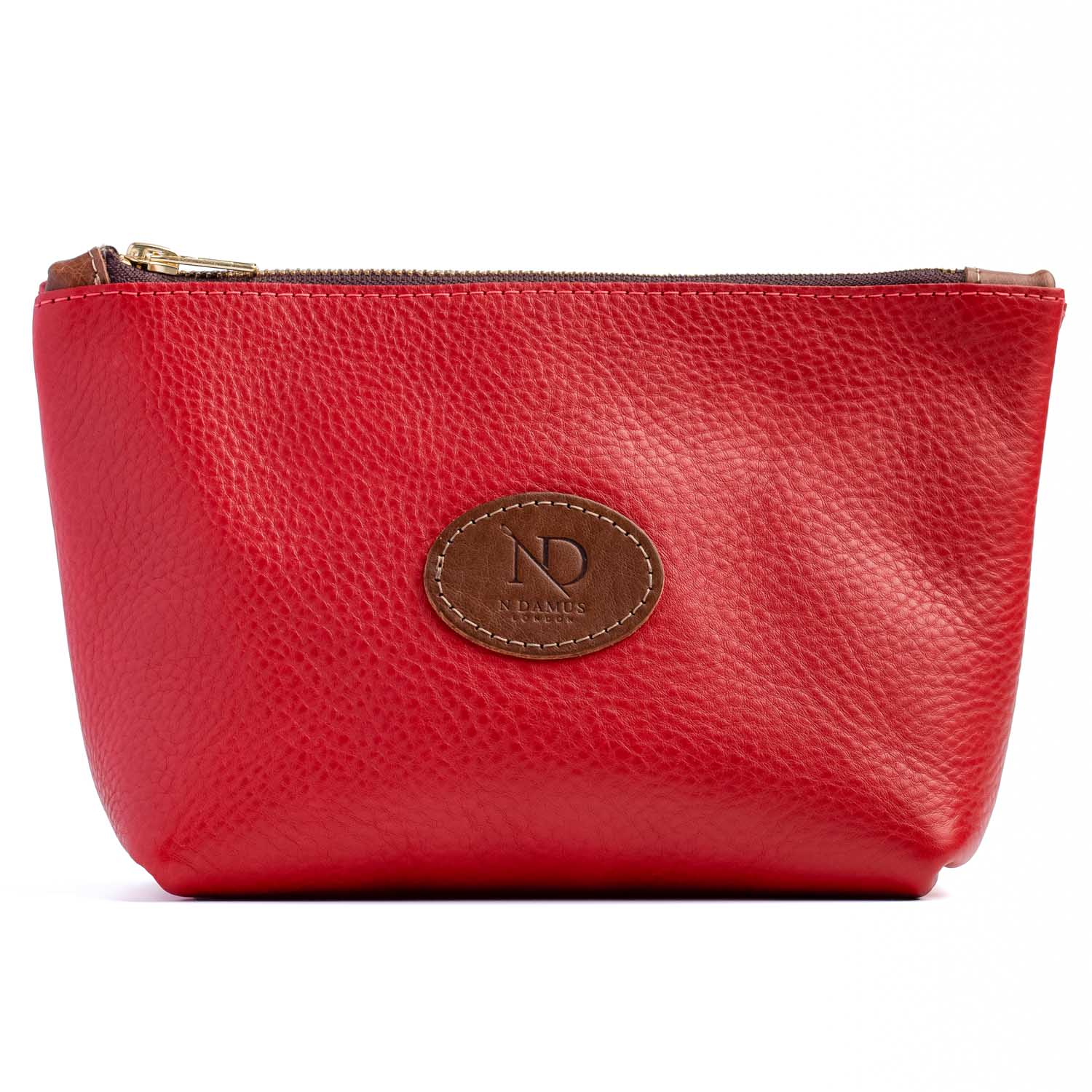 N'damus London Altantic Red Leather Toiletry Case In Red