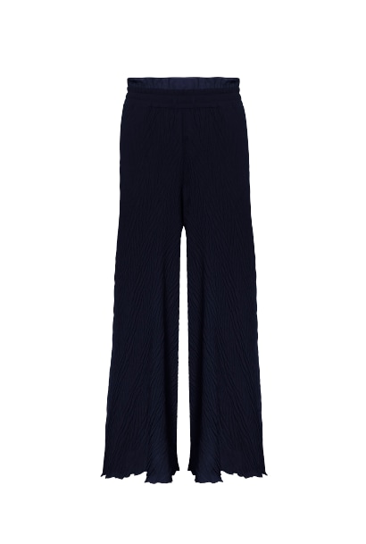 Women’s Blue Pleated Cropped Trousers Navy Large James Lakeland