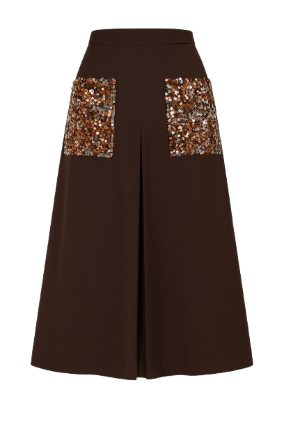 Conquista Women's Brown A Line Midi Skirt