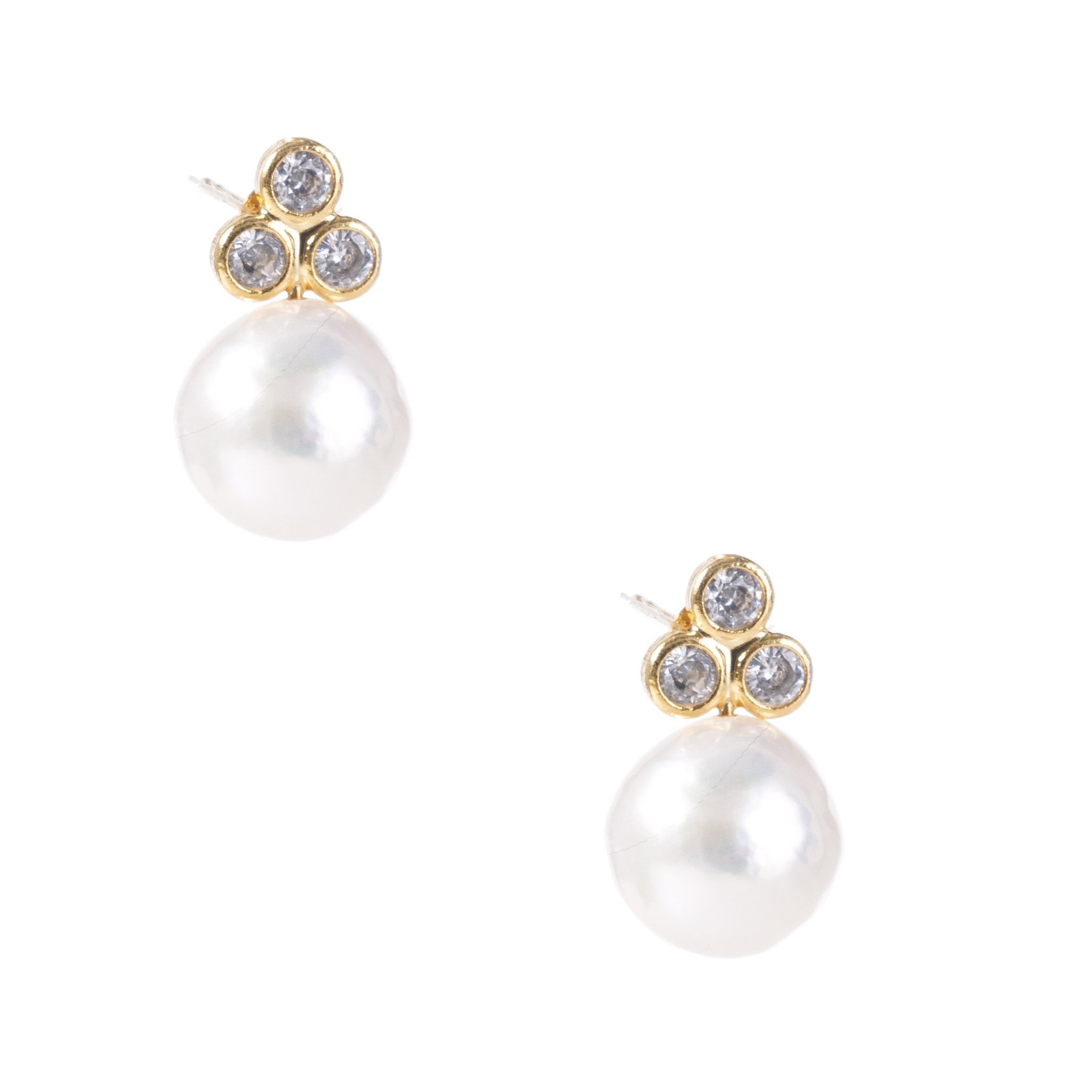 Women’s Sarah Triple-Crystal Pearl Earrings Seyahan