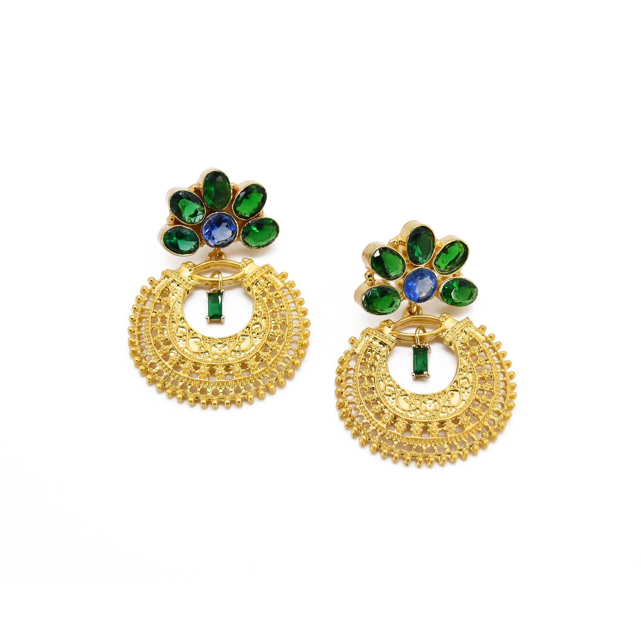 Women’s Gold / Green Sea Holly Handmade Drop Earring Adiba