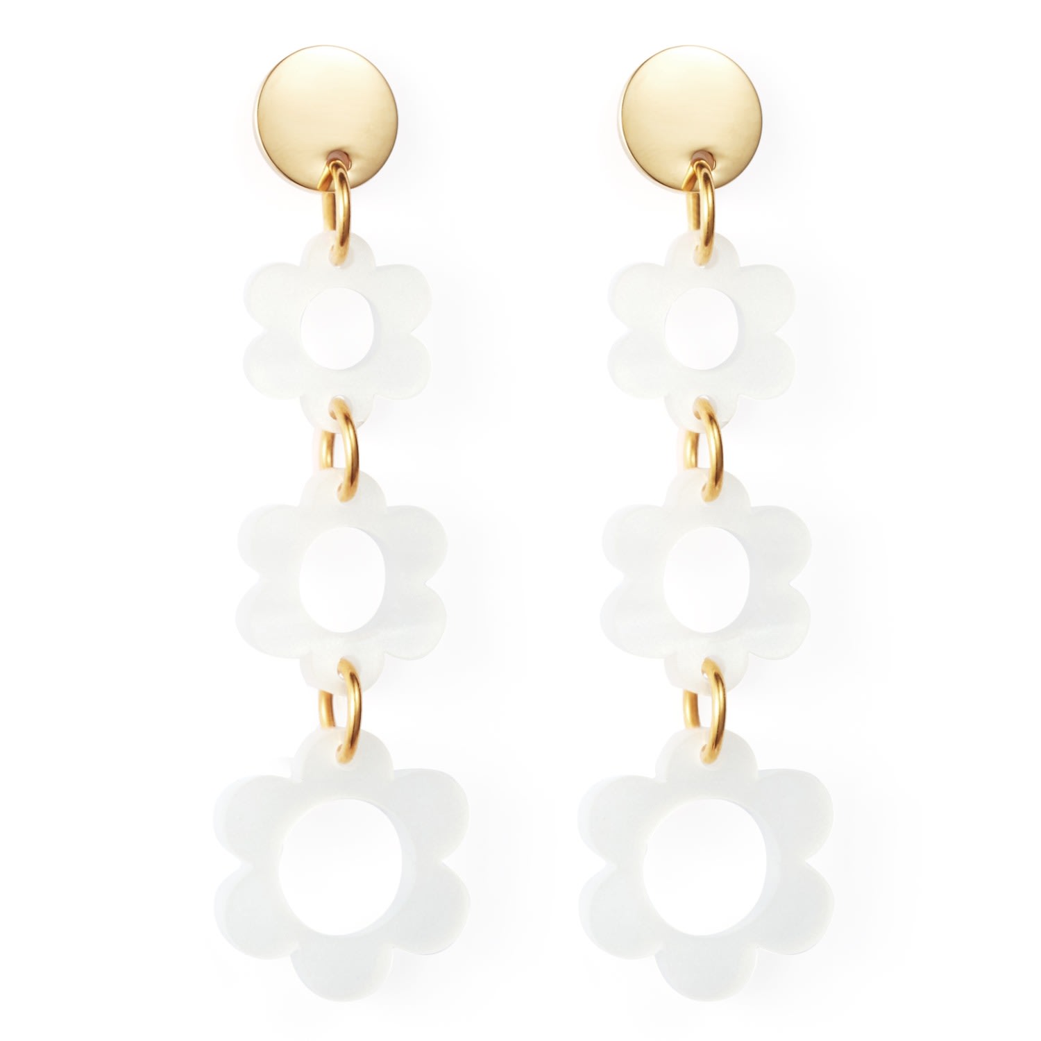 Women’s Flower Drop Earrings - White Toolally