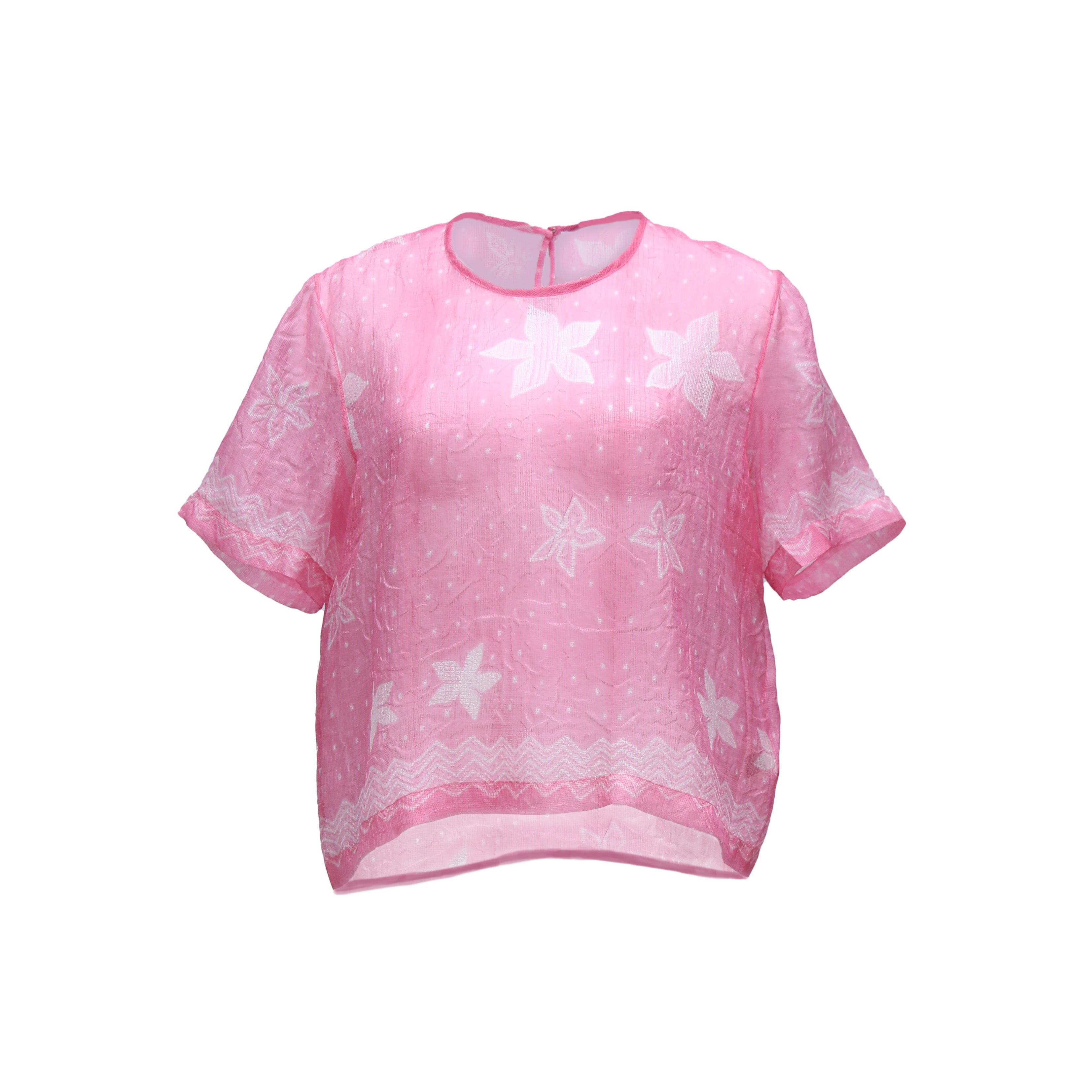 Tiger And The Monkey Women's Pink / Purple / White The Gina Sheer Silk T Shirt - Pink Shibori Floral