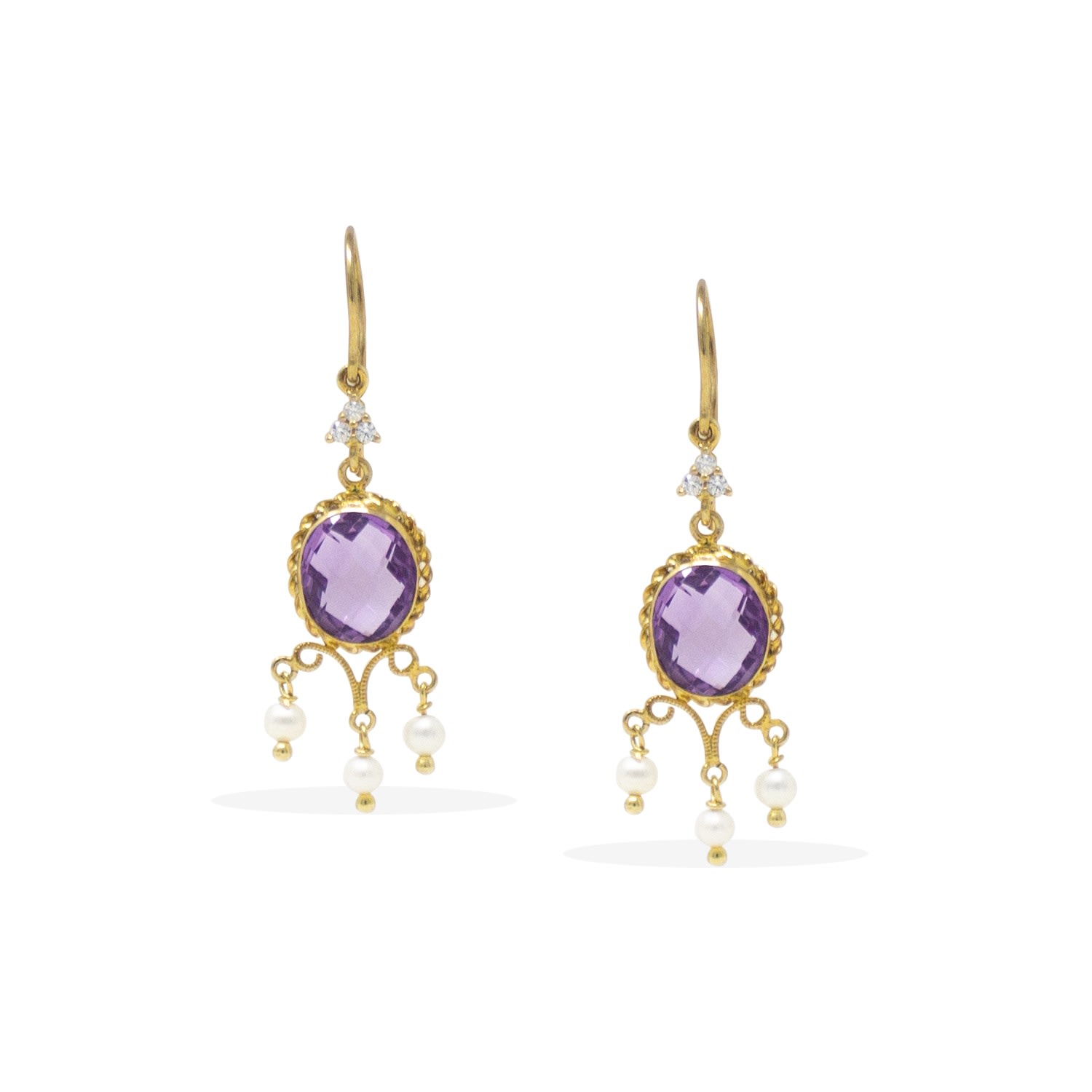 Women’s Gold / Pink / Purple Positano Gold-Plated Amethyst Earrings Vintouch Italy