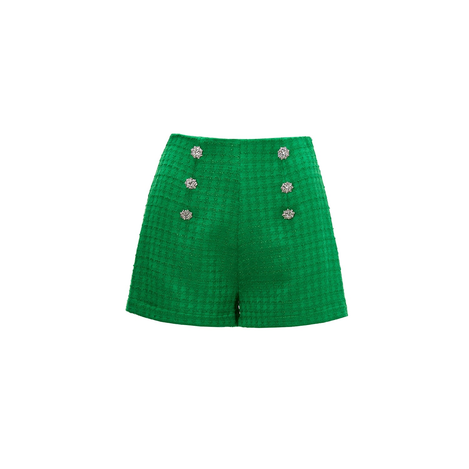 Nissa Women's High Waisted Bouclé Shorts Green
