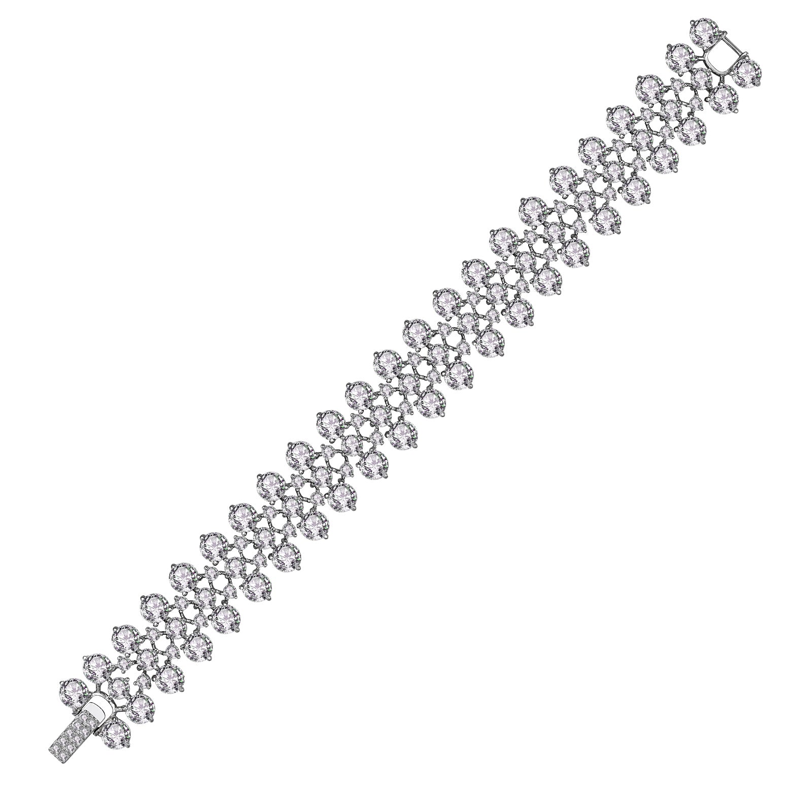 Women’s White / Silver Palette Cz Tennis Bracelet Genevive Jewelry