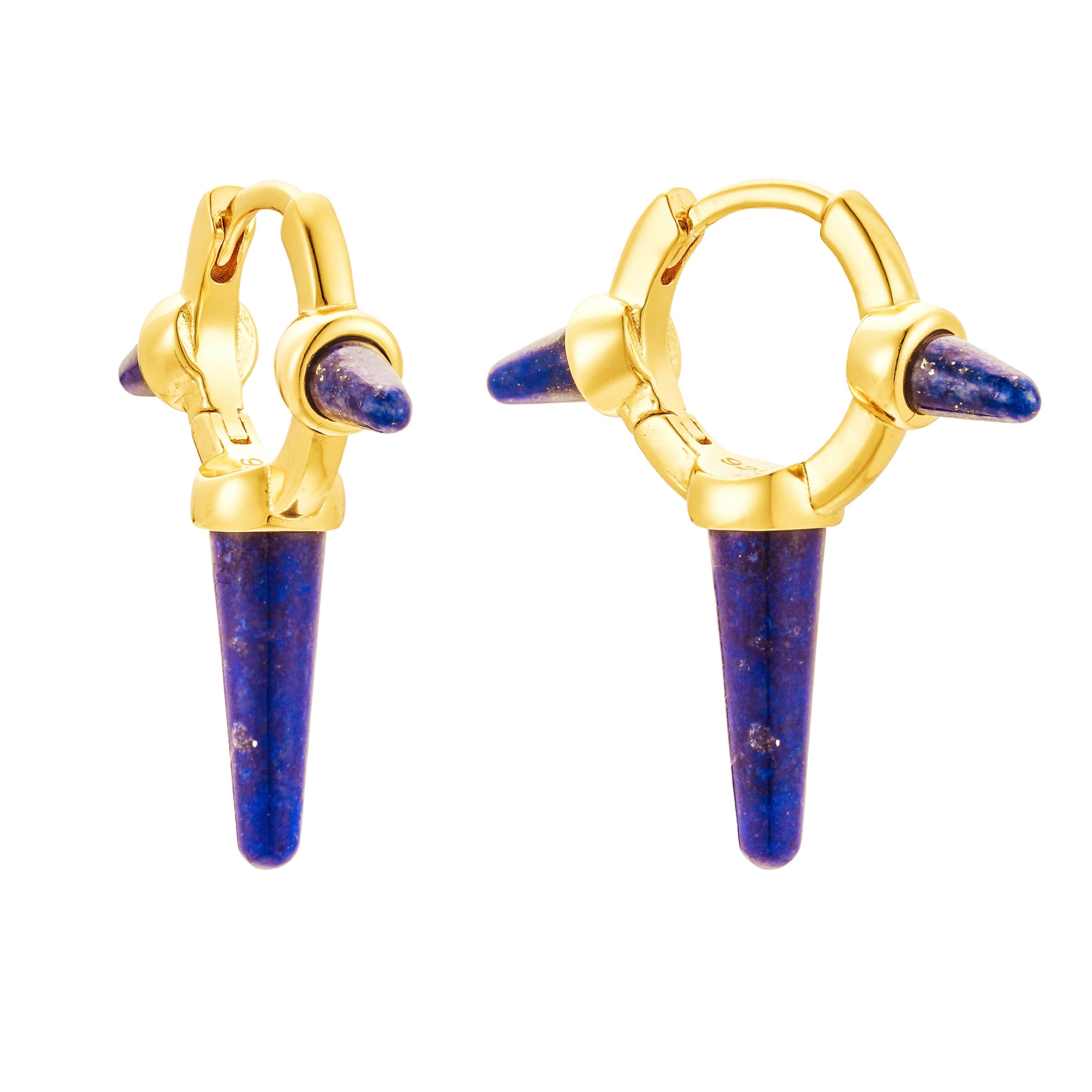 Women’s Gold / Blue Lapis Cone Hoops | Amelia Roxanna Jewellery