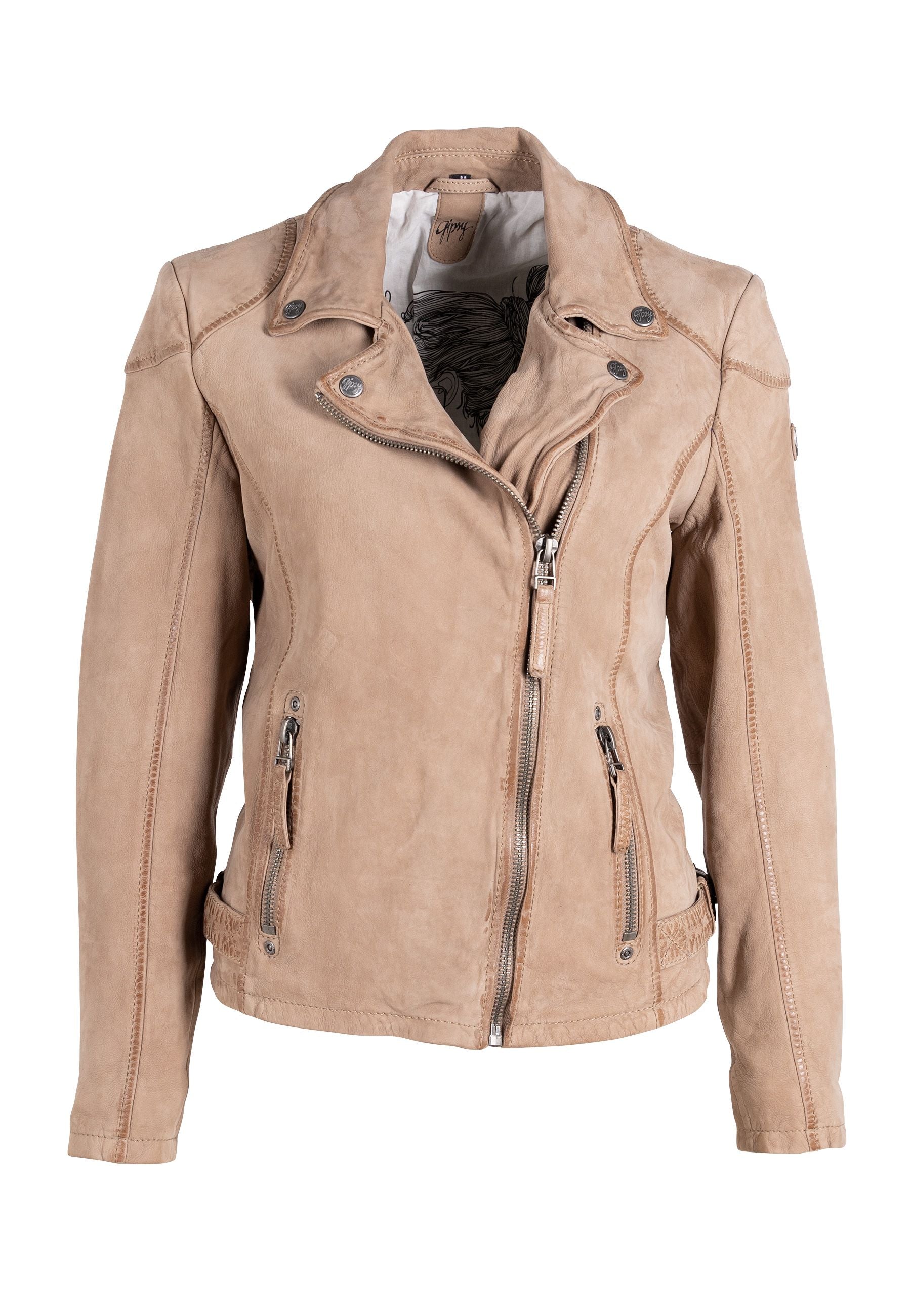 Women’s Brown Karyn Rf Leather Jacket, Sand XXXL Mauritius