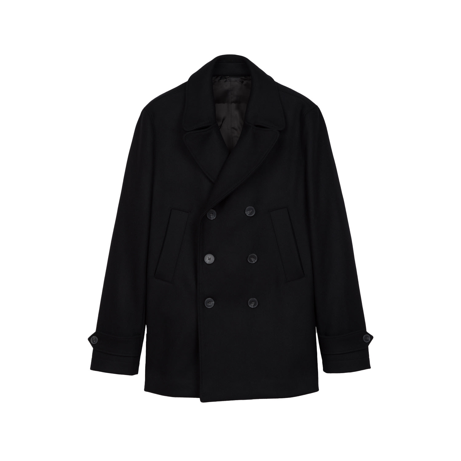 Men’s Double Breasted Peacoat - Black Large Aeterno Studio