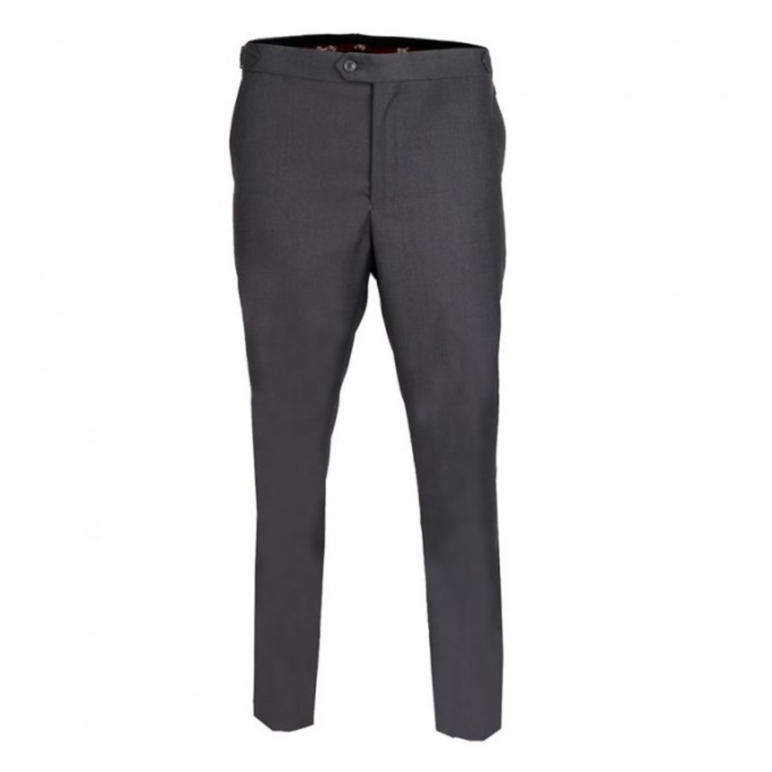 David Wej Men's Black Plain Smart Trousers With Side Adjusters – Charcoal In Black