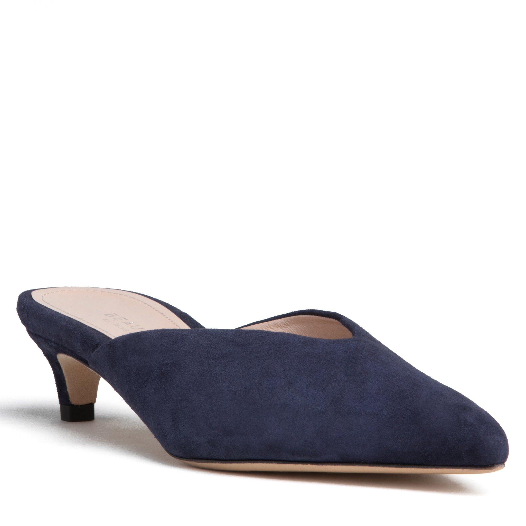 Beautiisoles By Robyn Shreiber Made In Italy Women's Blue Gal Navy Mule In Suede Comfortable &dressy For Night & Day Wear In Blue