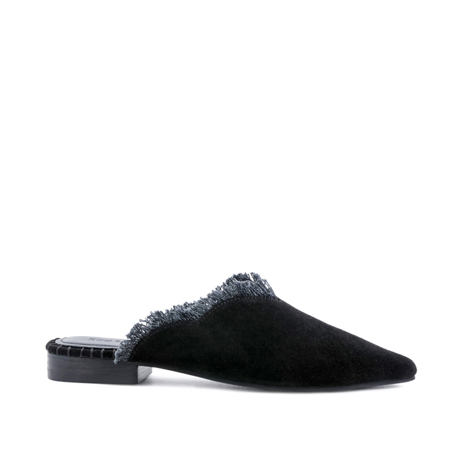 Rag & Co Women's Molly Black Frayed Leather Mules