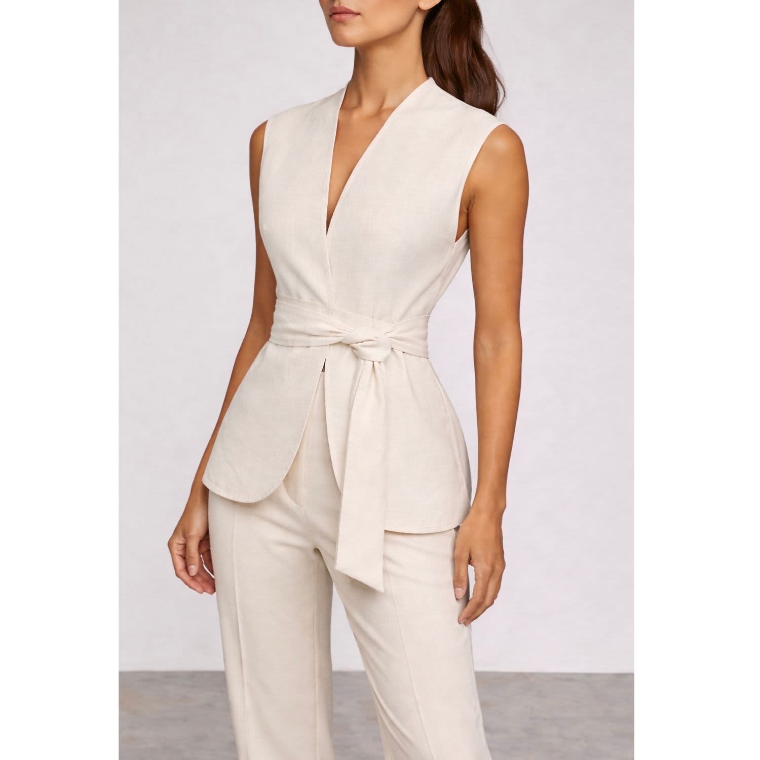 Clare Linen Blend Wrap Vest Top | Curated Row | Wolf & Badger