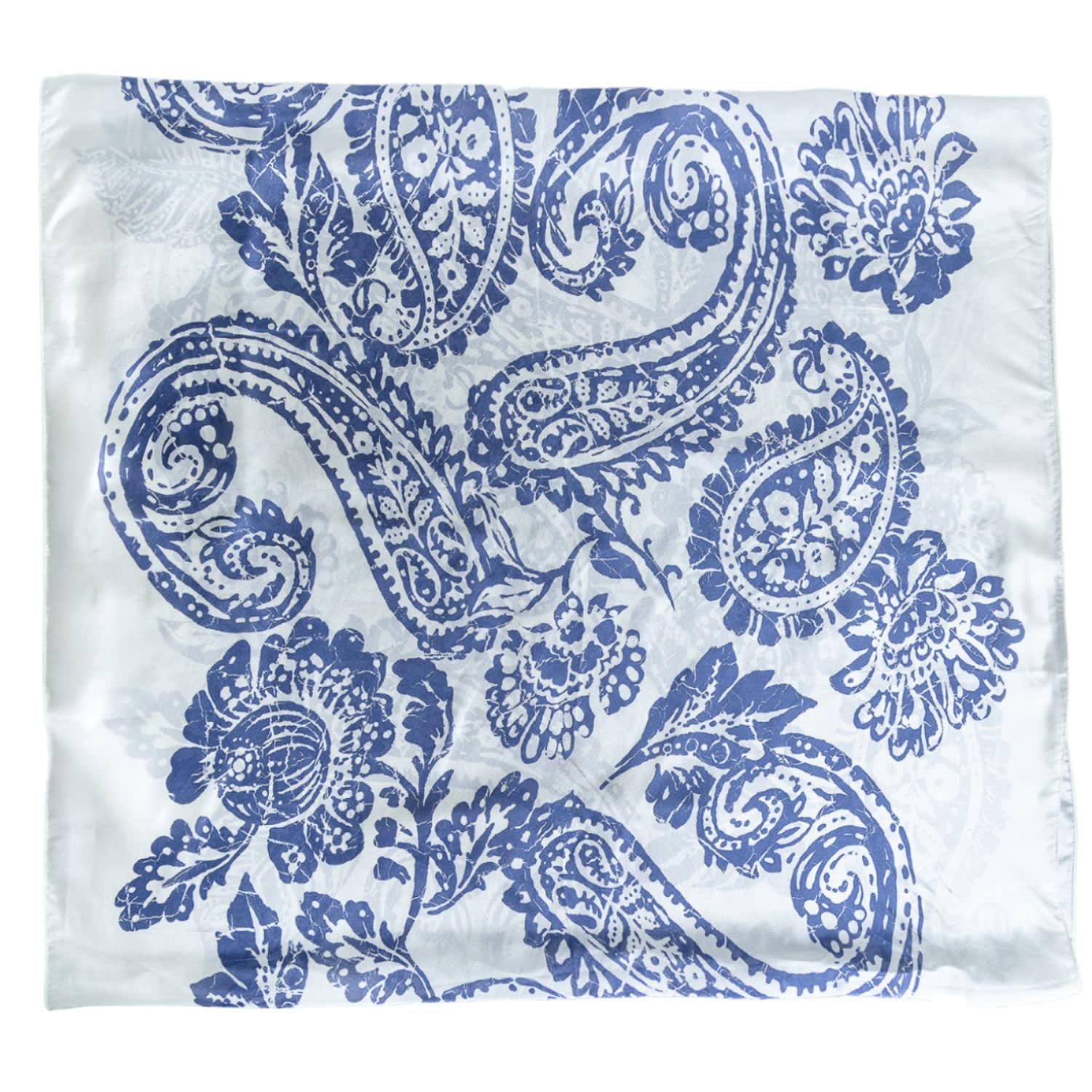 Pashmisy Women's Blue / Neutrals Navy Paisley Habotai Silk Scarf