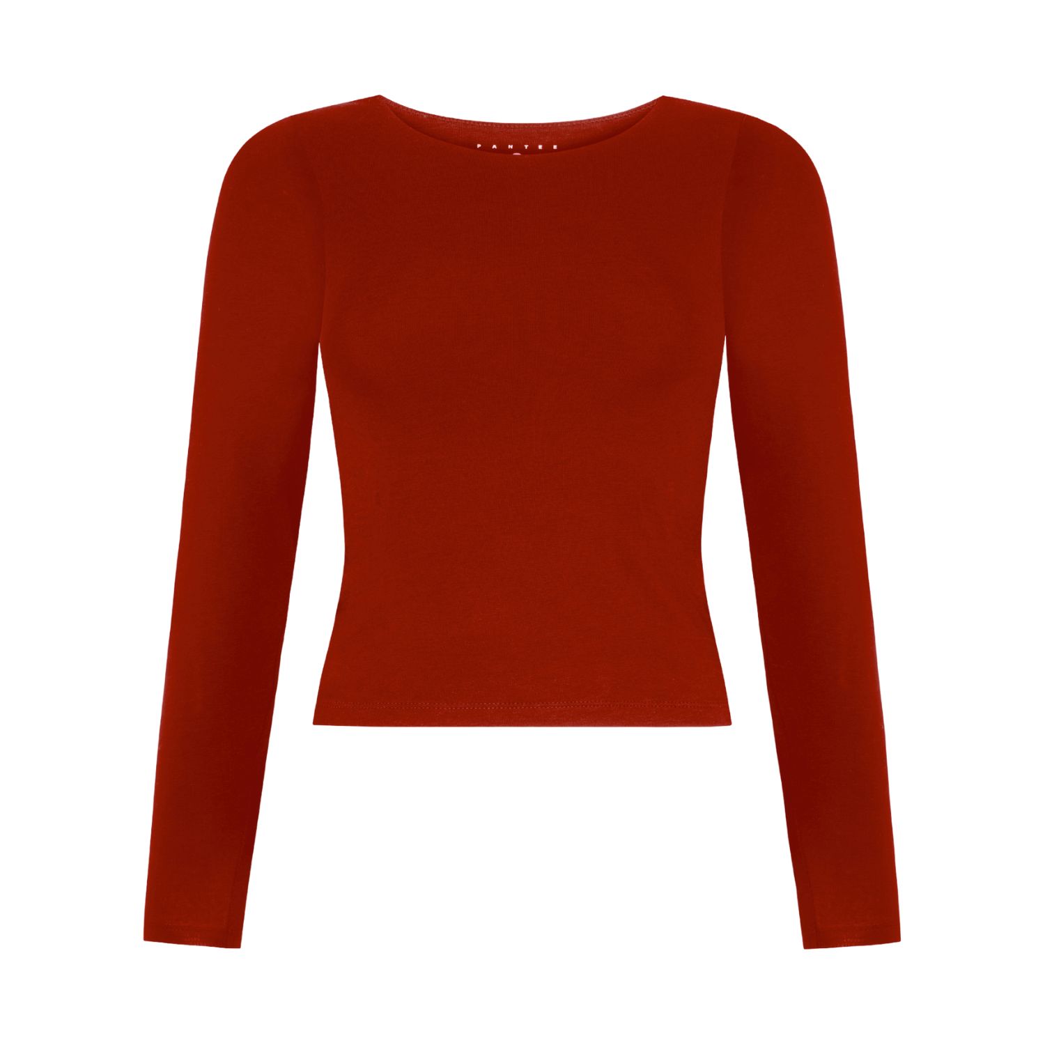 Not Basics Women's Red Organic Cotton Crew Long Sleeve T-shirt, Ruby Wine In Red