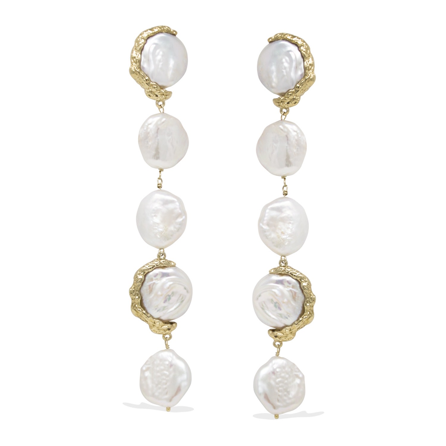 Vintouch Italy Women's White Ad Astra Gold-plated Pearl Statement Earrings In White