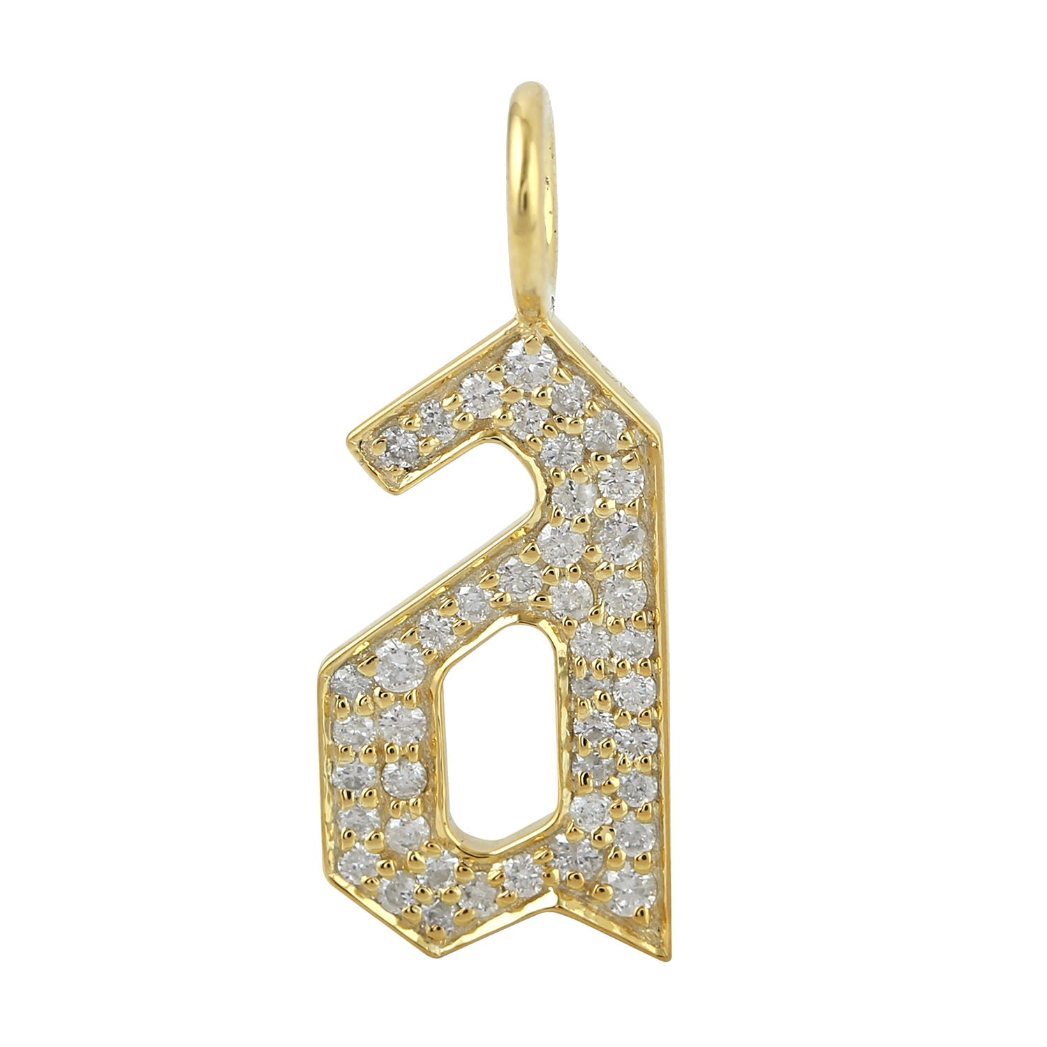 Women’s Gold / White 925 Sterling Silver Pave Diamond Handmade Alphabet Pendant Artisan