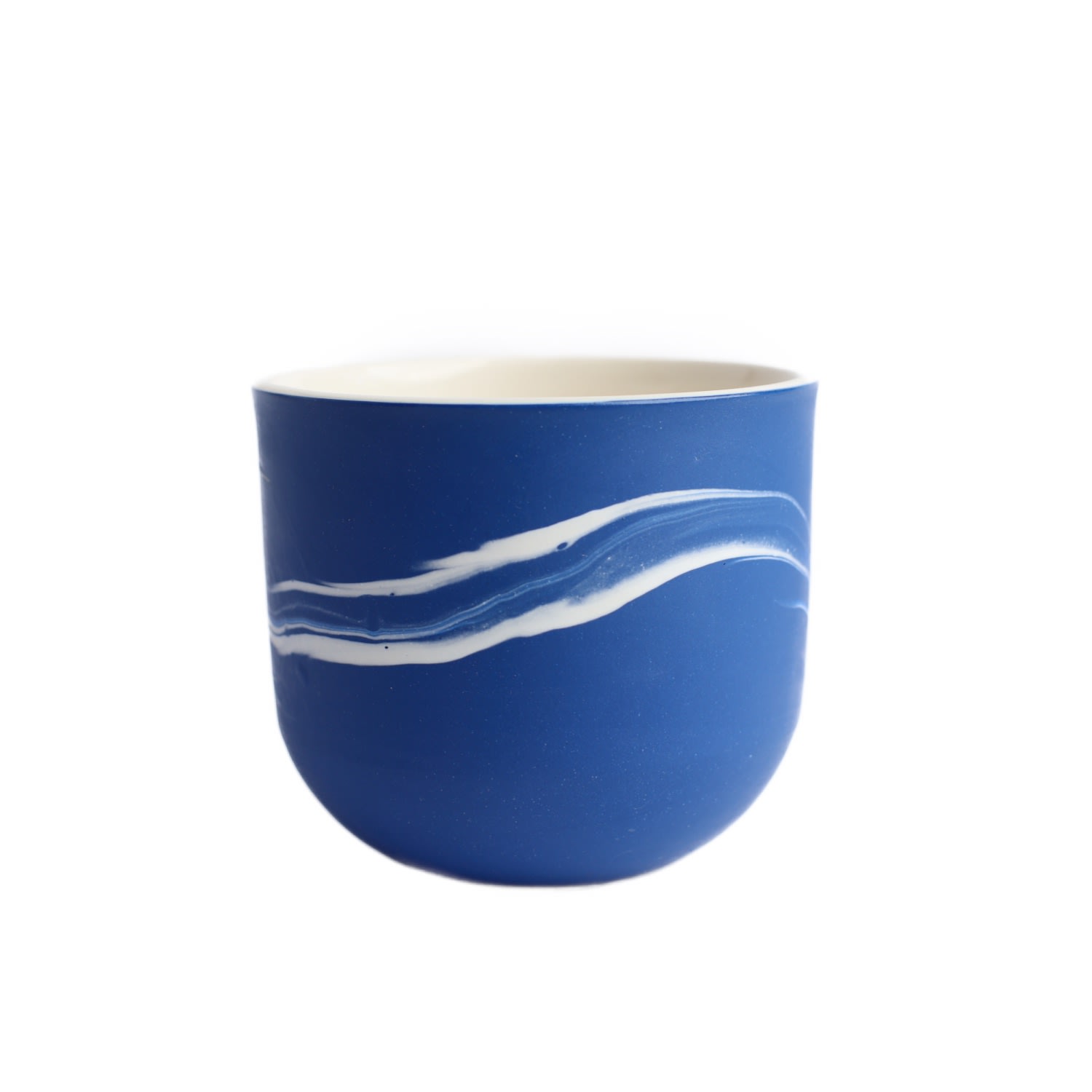 Blue / White Marbled Candle Holder - White On Navy One Size Michelle Williams Ceramics