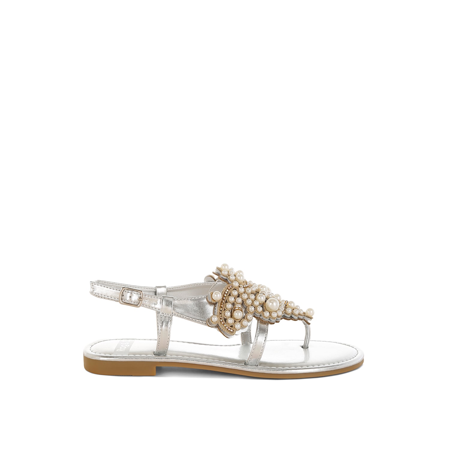 Rag & Co Women's Opazie Metallic Pearl Embellished Flats In Silver In Silver
