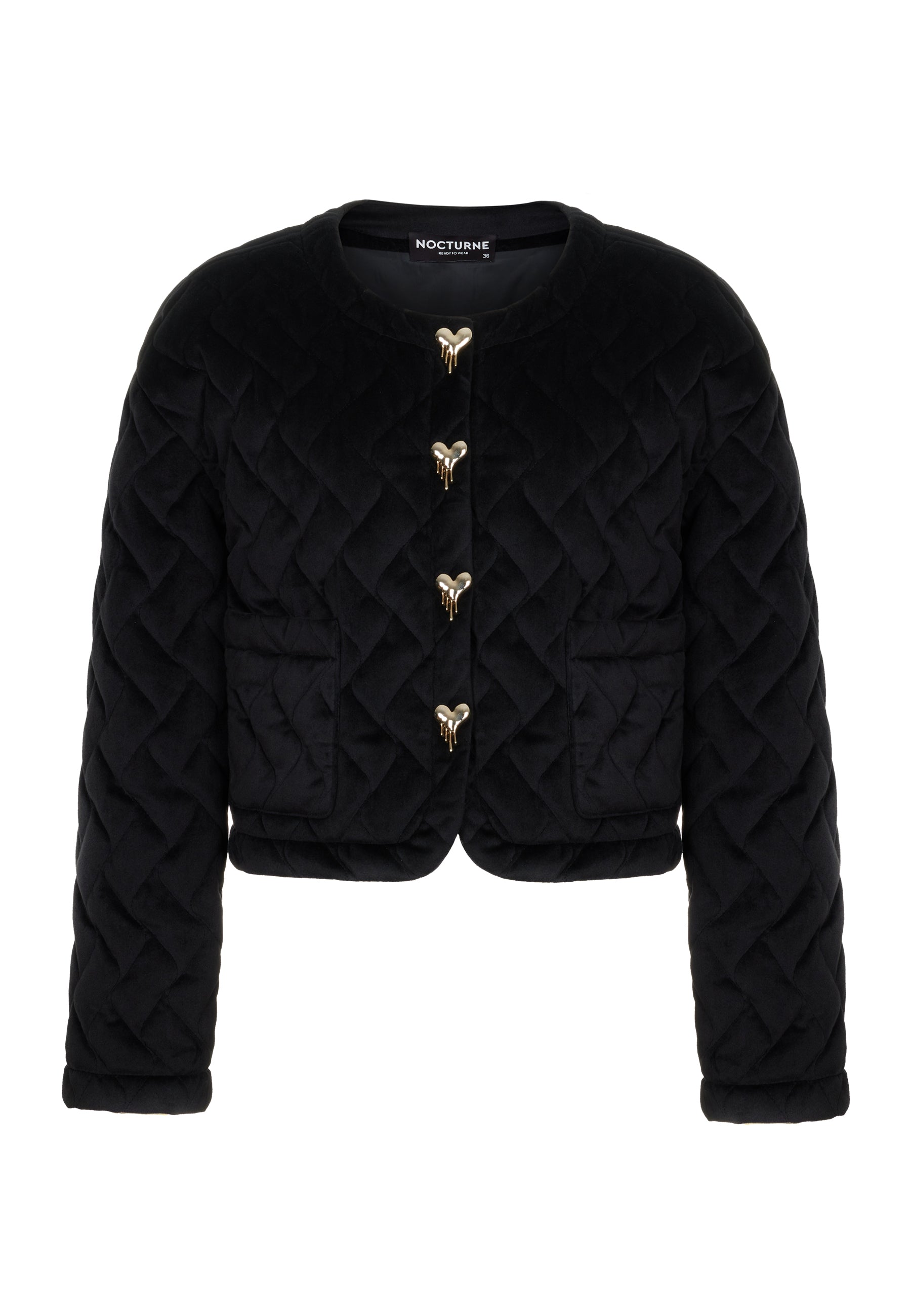 Women’s Black Velvet Quilted Bomber Jacket Extra Large Nocturne