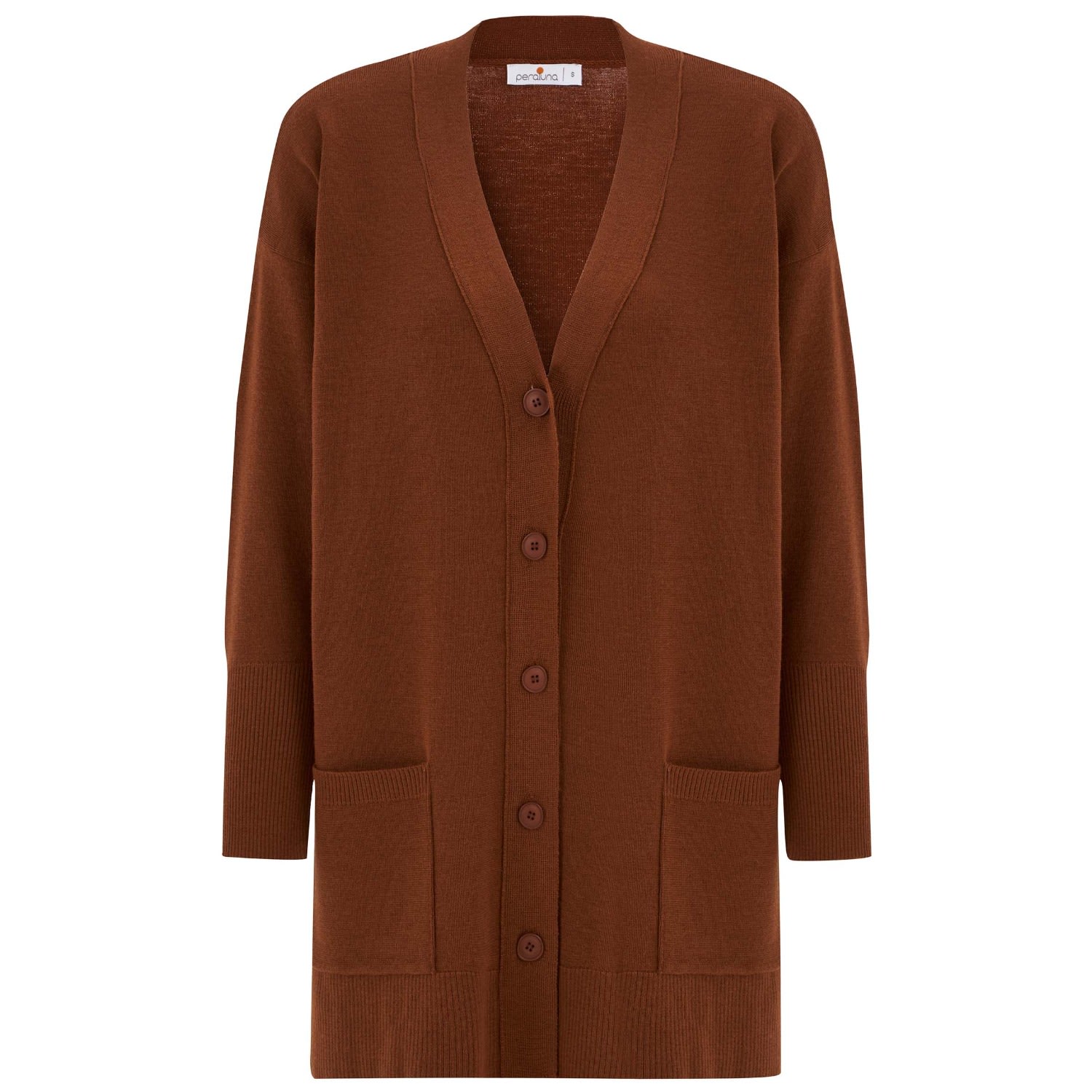 Peraluna Women's Nicola V-neck Long Knit Cardigan - Brown In Brown