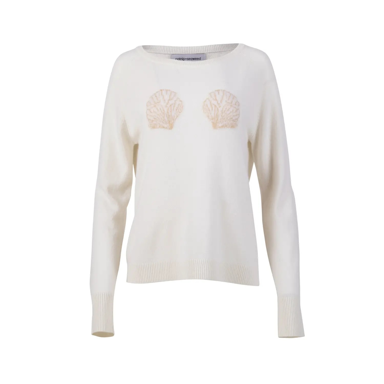 Women’s Neutrals / White The Broken Shell Sweater In White Medium Catnip and Seaweed