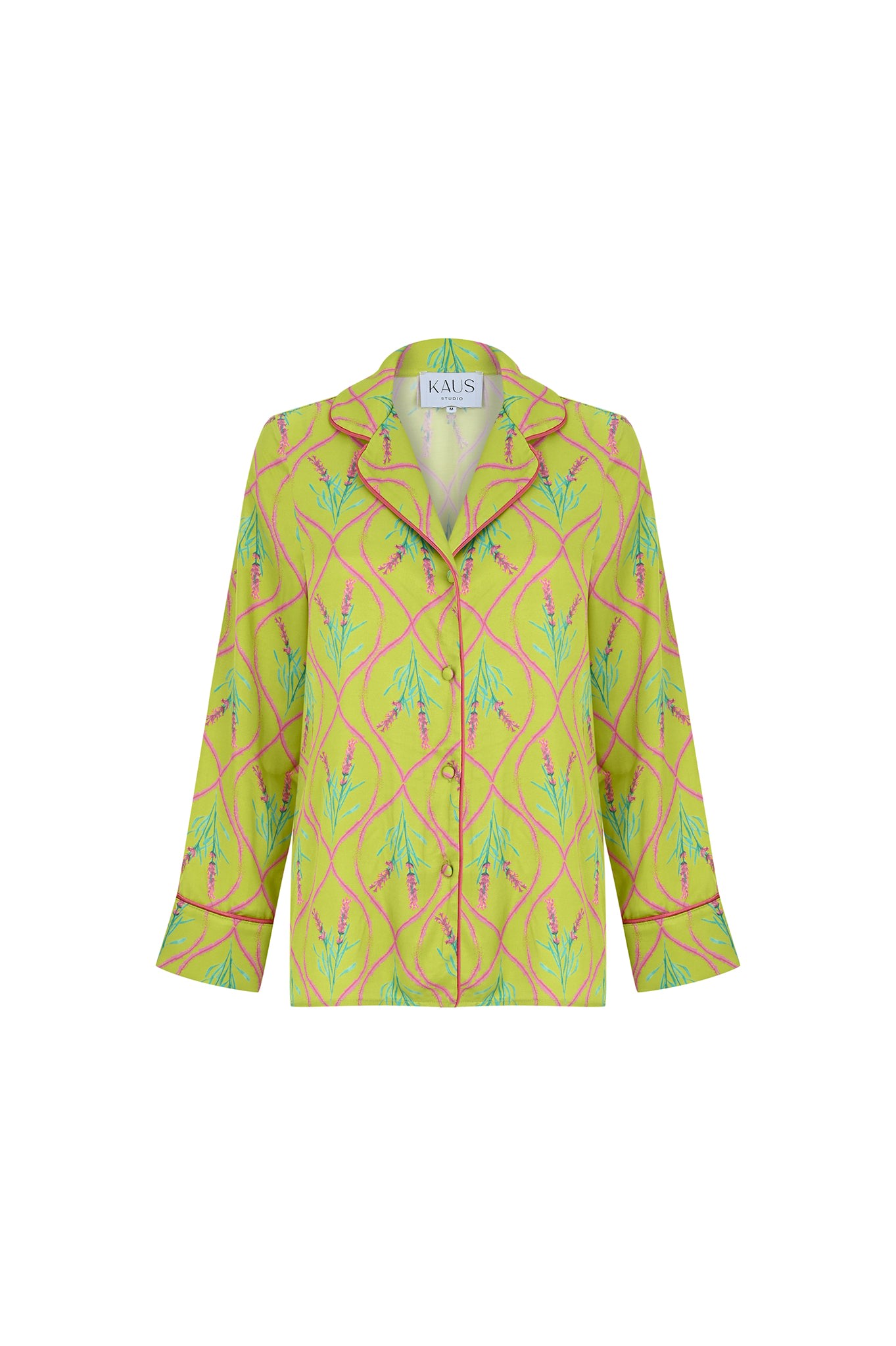 Women’s Green Lavanda Printed Pyjama Shirt Extra Small Kaus Studio