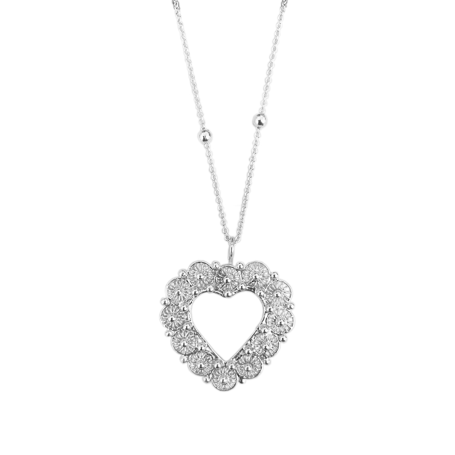Mamba Women's Milagros Heart Shape Silver Necklace