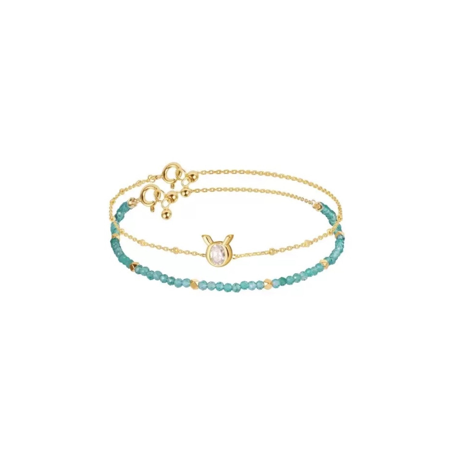 Jiaying Wang Wjy Studio London Men's Gold / Green Constellation Taurus Zodiac Bracelet – Natural Crystal Adjustable In Multi