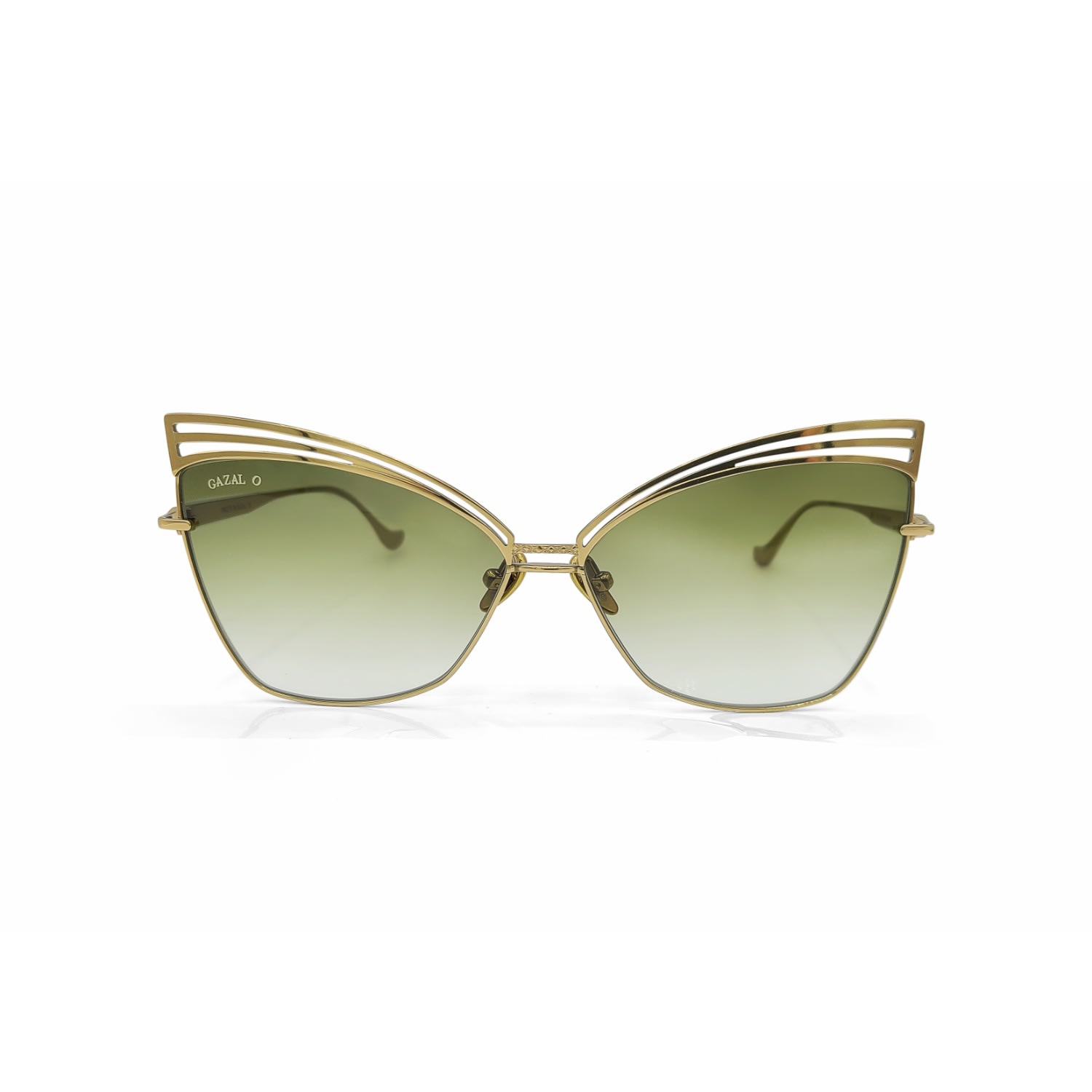 Women’s Gold / Green Butterfly Shaped Sunglasses - Large Size In Titanium - Tweety Sunglasses Gold One Size Gazal Eyewear