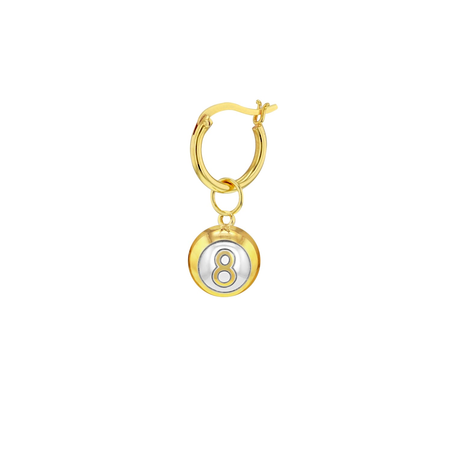 Women’s 8 Ball 2 Tone Mini Charm 18Kt Gold Plated With Silver Detail On Gold Hoop True Rocks