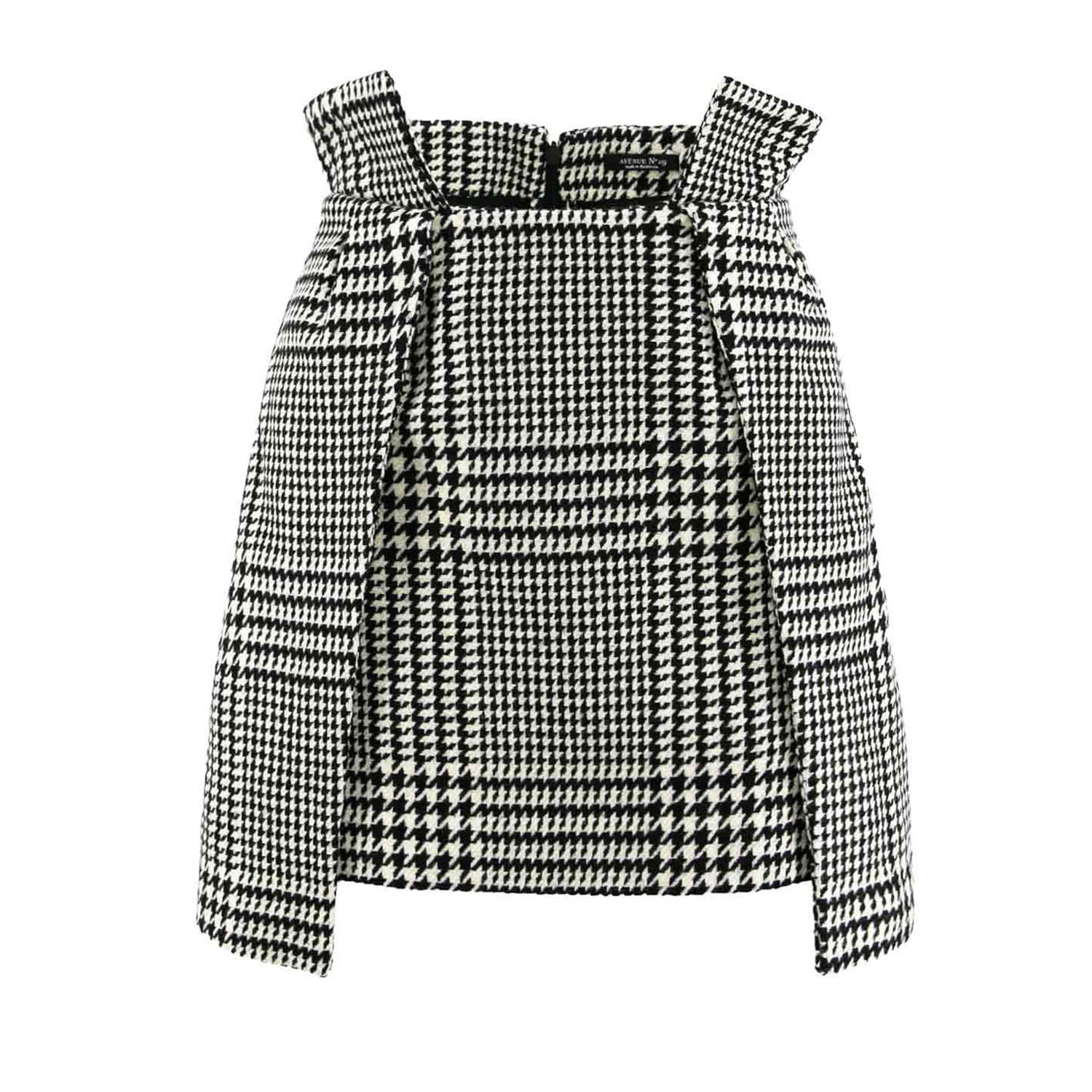 Avenue No.29 Women's Black Checked Wool Wrap Mini Skirt In Black